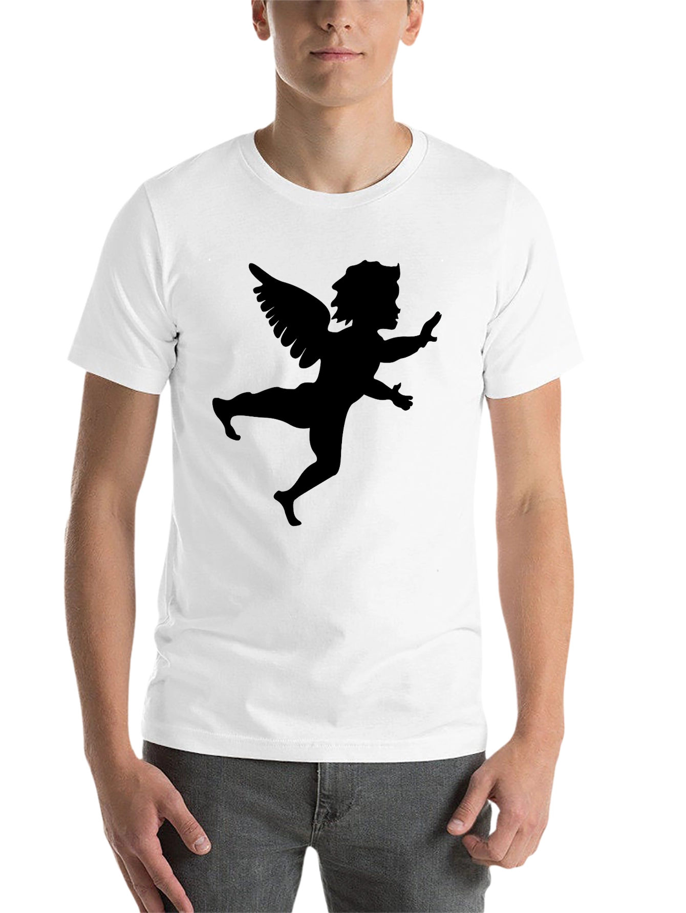 Black Angel Silhouette Graphic T-Shirt - Black view 14