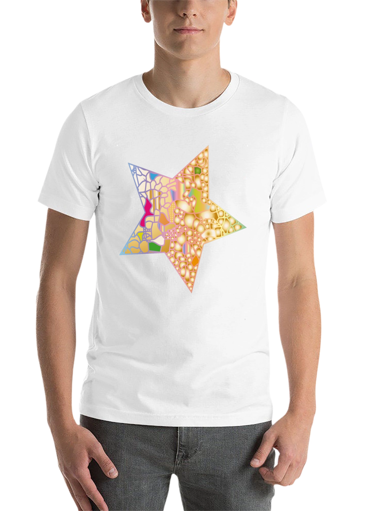 Black Abstract Star Graphic Tee - Stylish Men's Black T-Shirt view 14