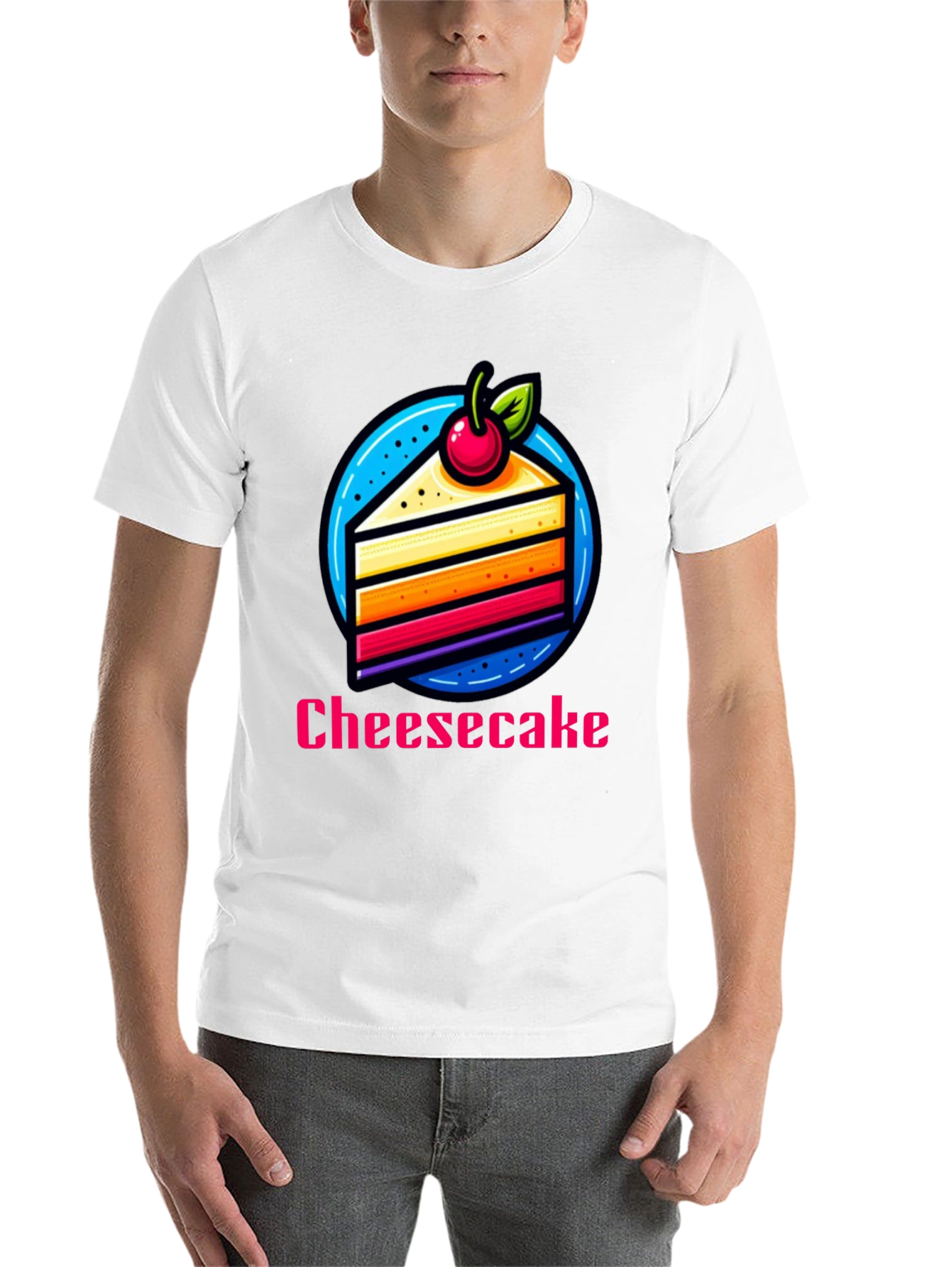 Black Cheesecake Slice Graphic T-Shirt - Fun Dessert Tee view 14