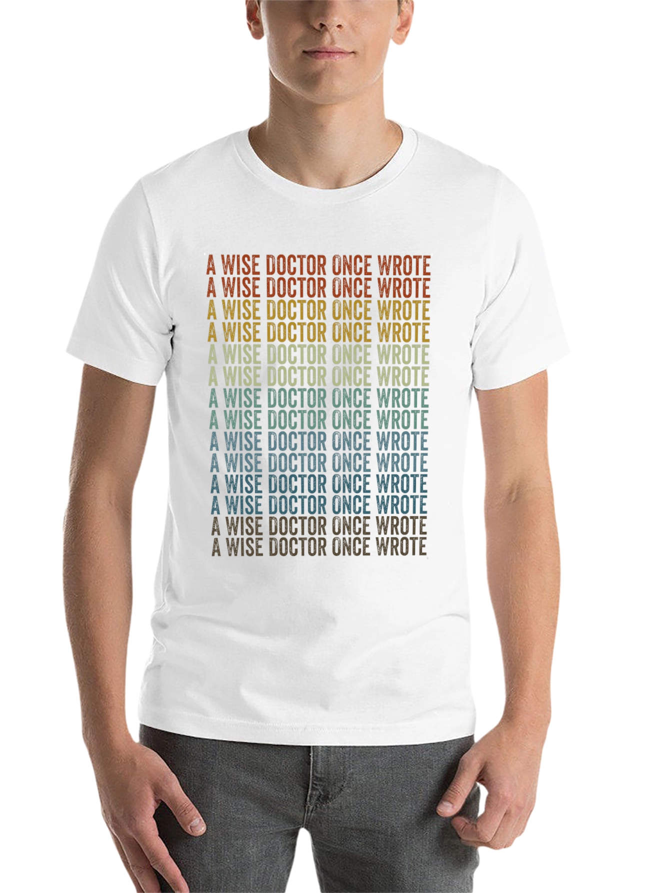 Black A Wise Doctor T-Shirt - Retro Repeated Text Design view 14
