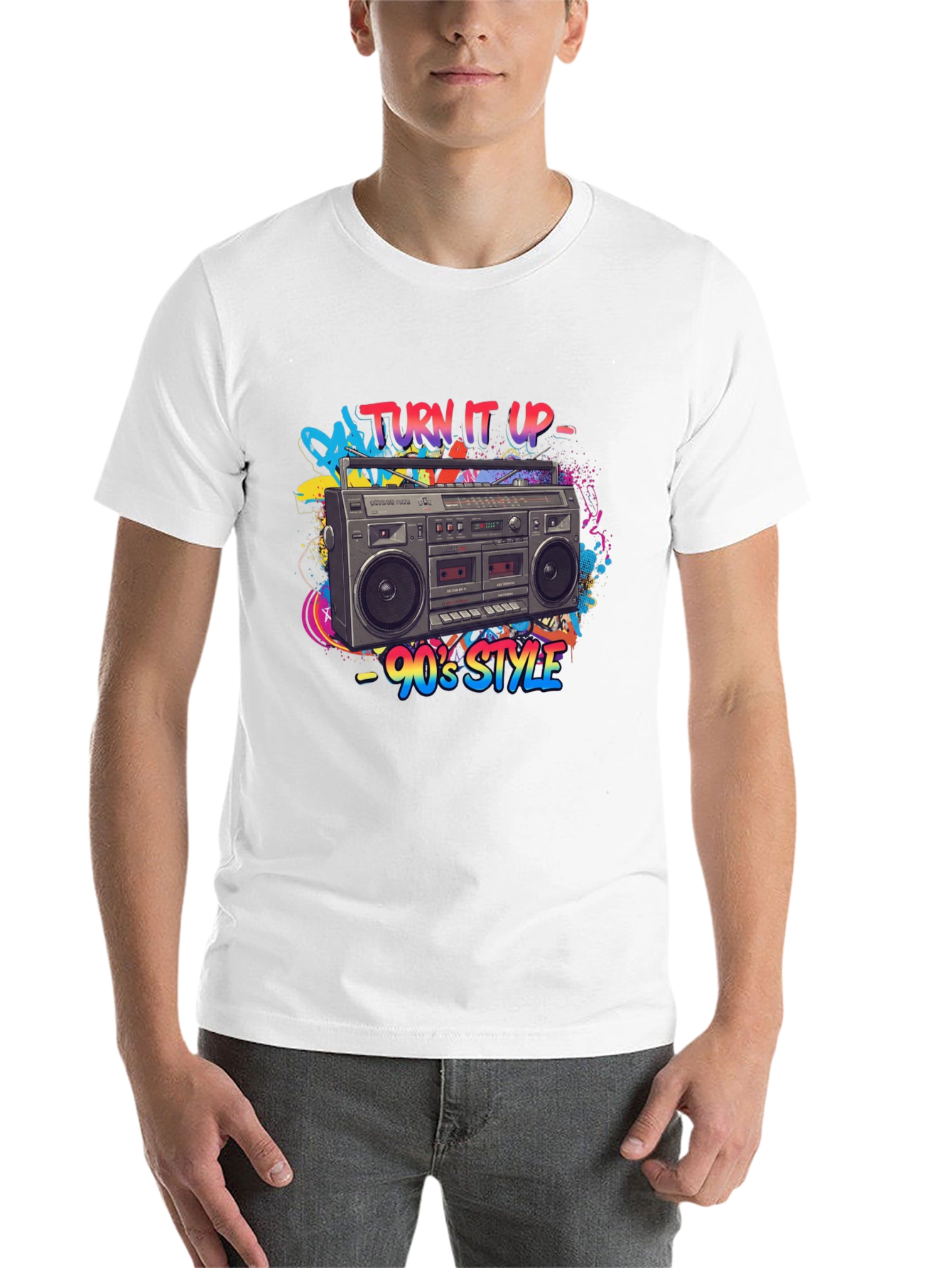 Black 90's Style Boombox Graphic Tee - Turn It Up! view 14