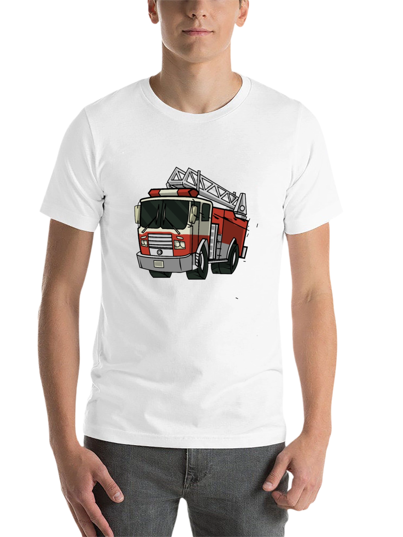 Black Fire Truck Graphic Tee - Cool Cartoon Design view 14
