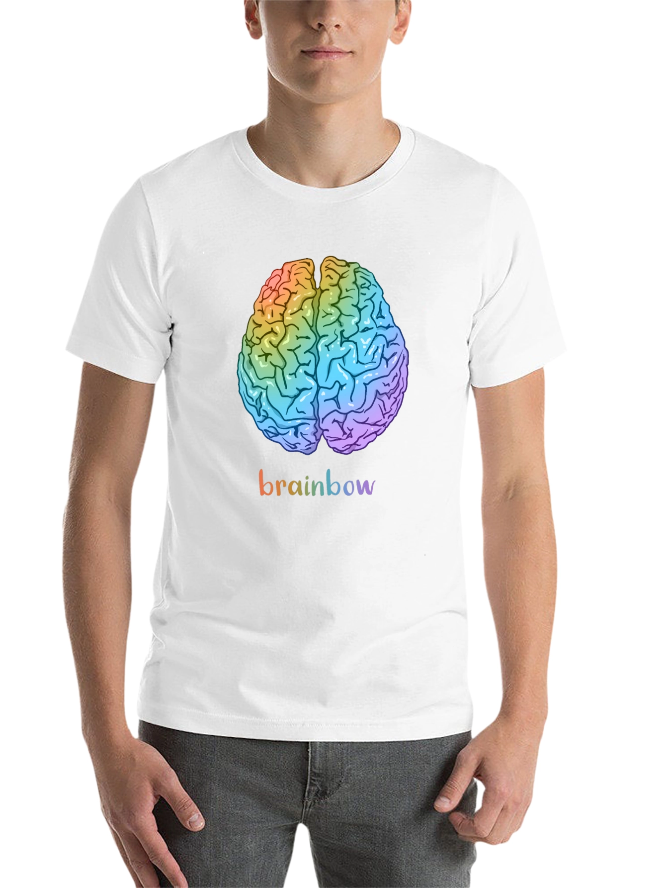 Black Rainbow Brain Graphic Tee - Unisex Cotton T-Shirt view 14
