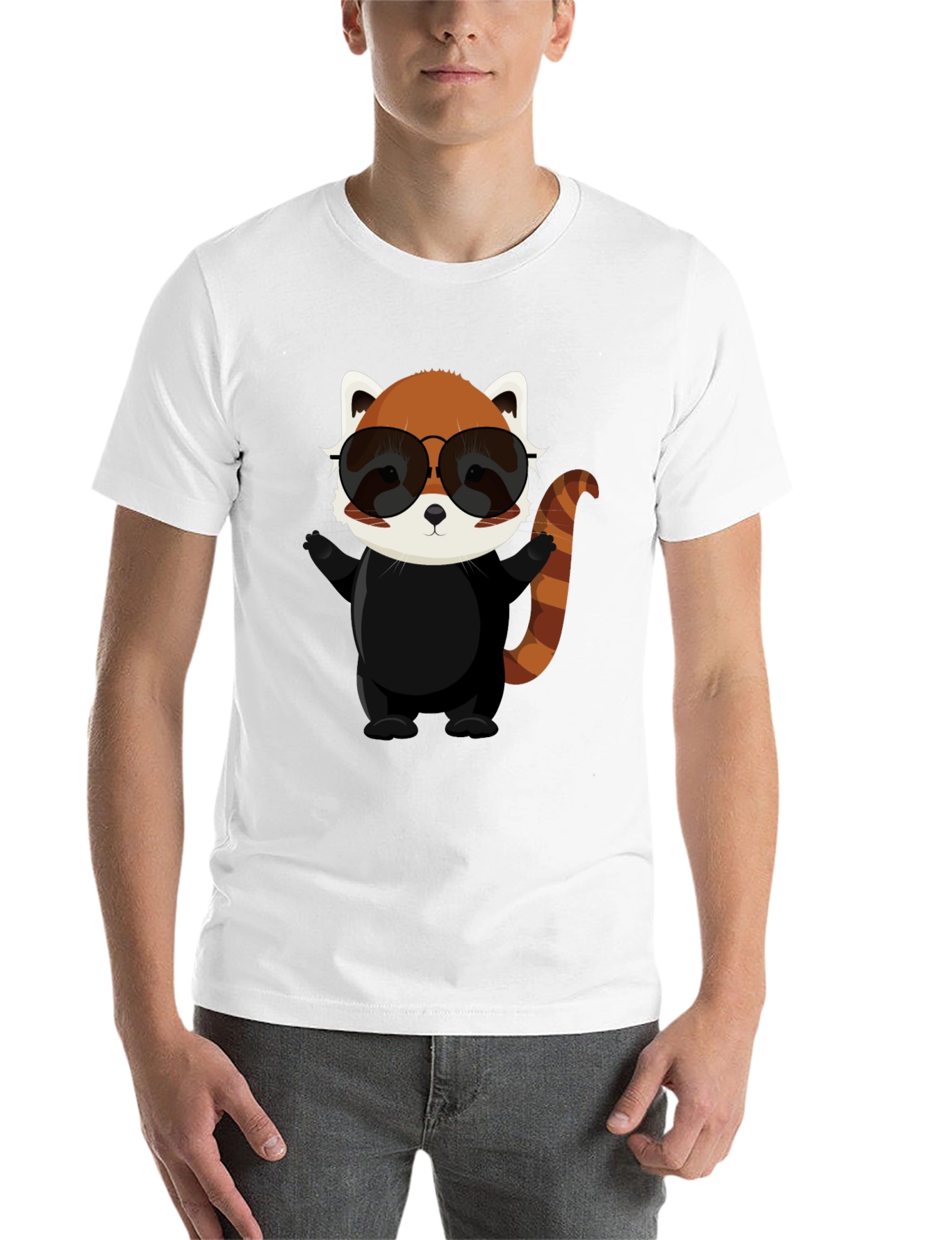 Black Cool Red Panda Graphic Tee view 14