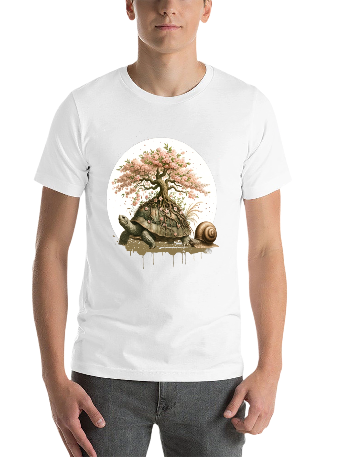 Black Turtle Bonsai Tree Graphic Tee - Unique Nature Design view 14