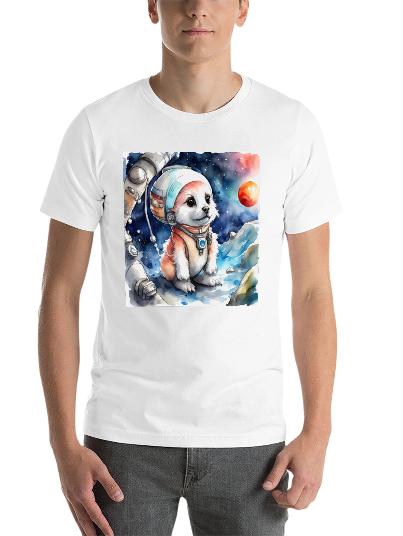 Black Astronaut Puppy Graphic Tee - Space Pup Shirt view 14