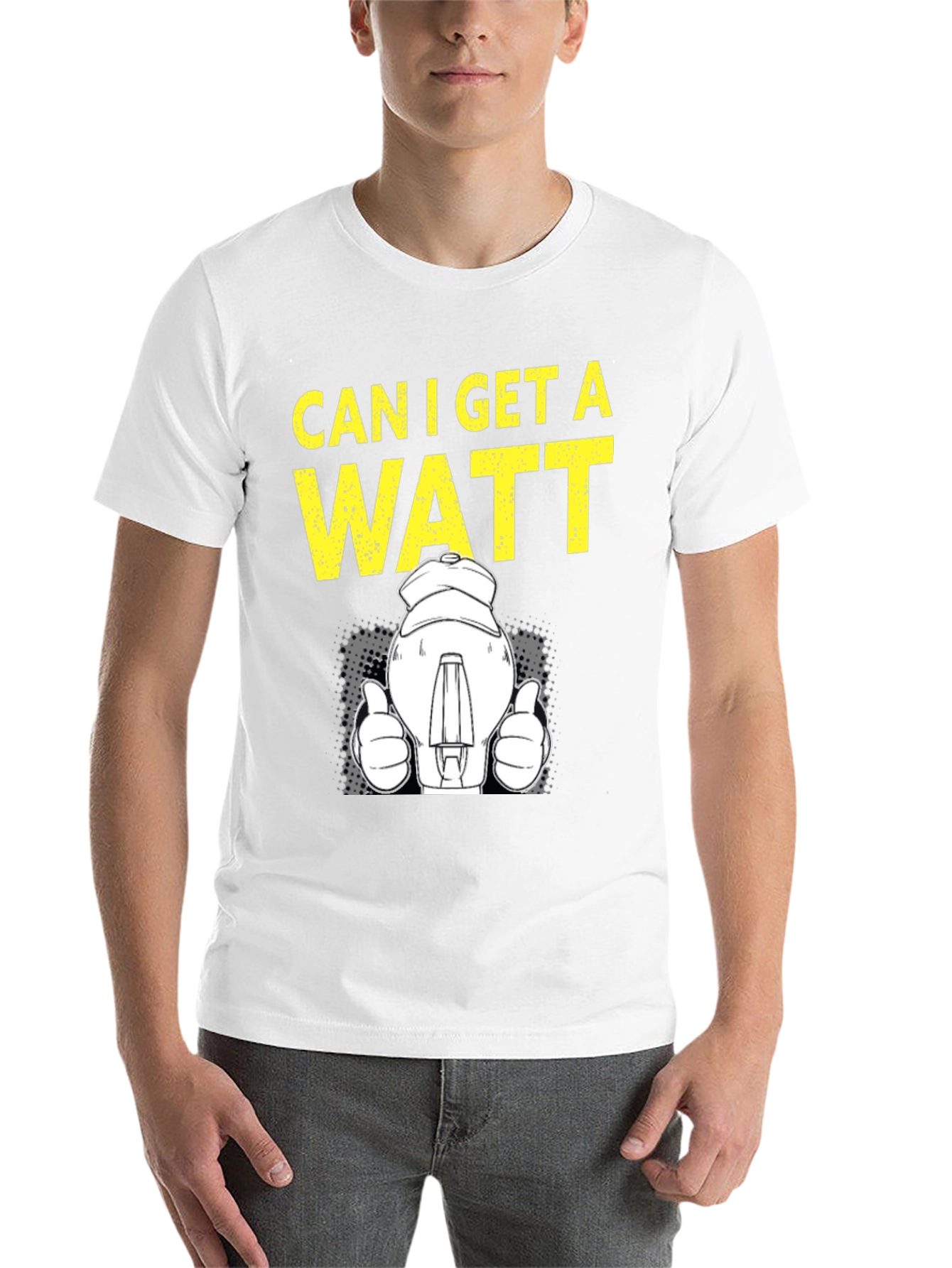 Black Can I Get A Watt T-Shirt, Electrician Humor Tee view 14