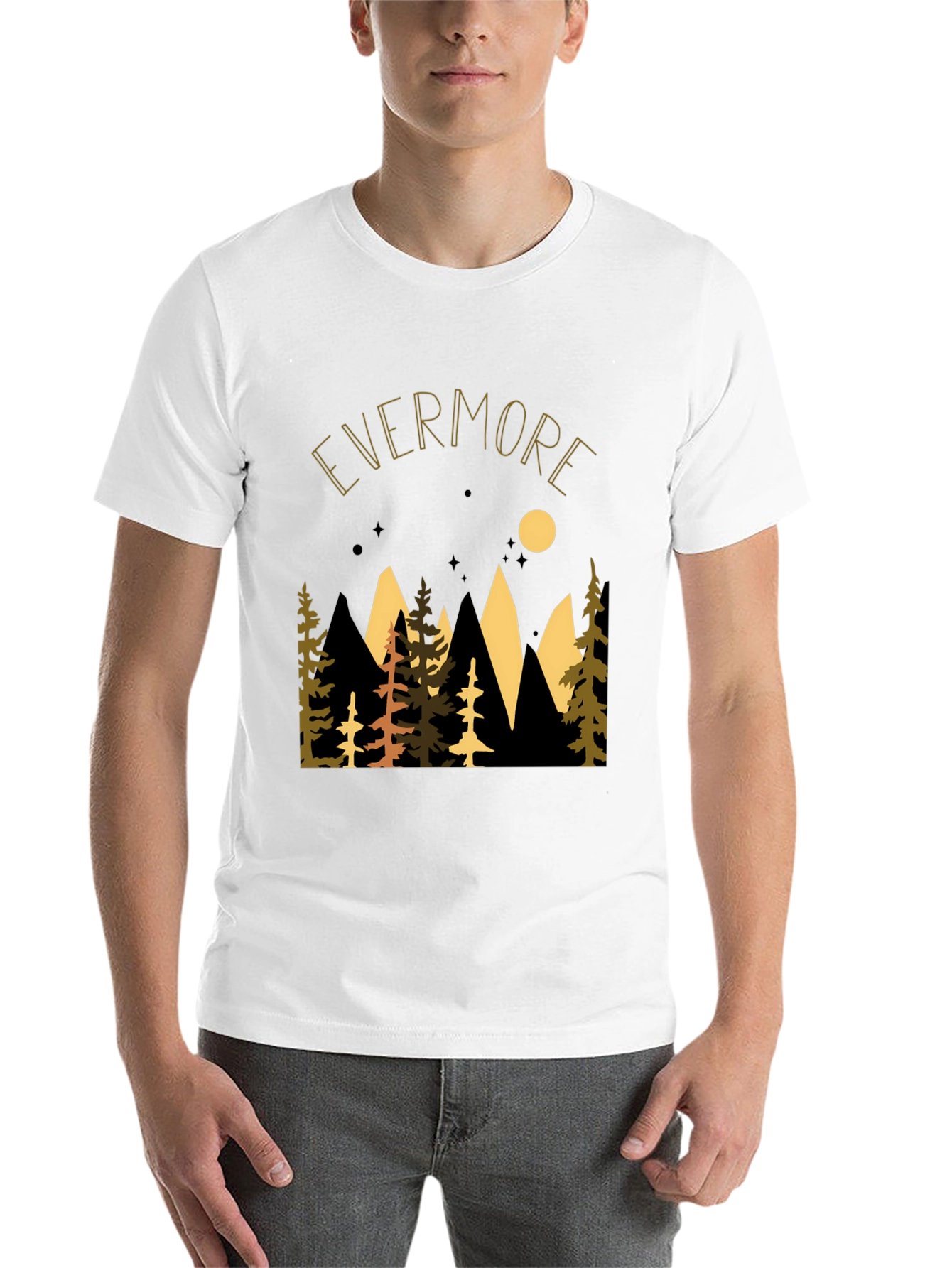 Black Evermore Forest Graphic Tee - Nature Inspired Unisex T-Shirt view 14