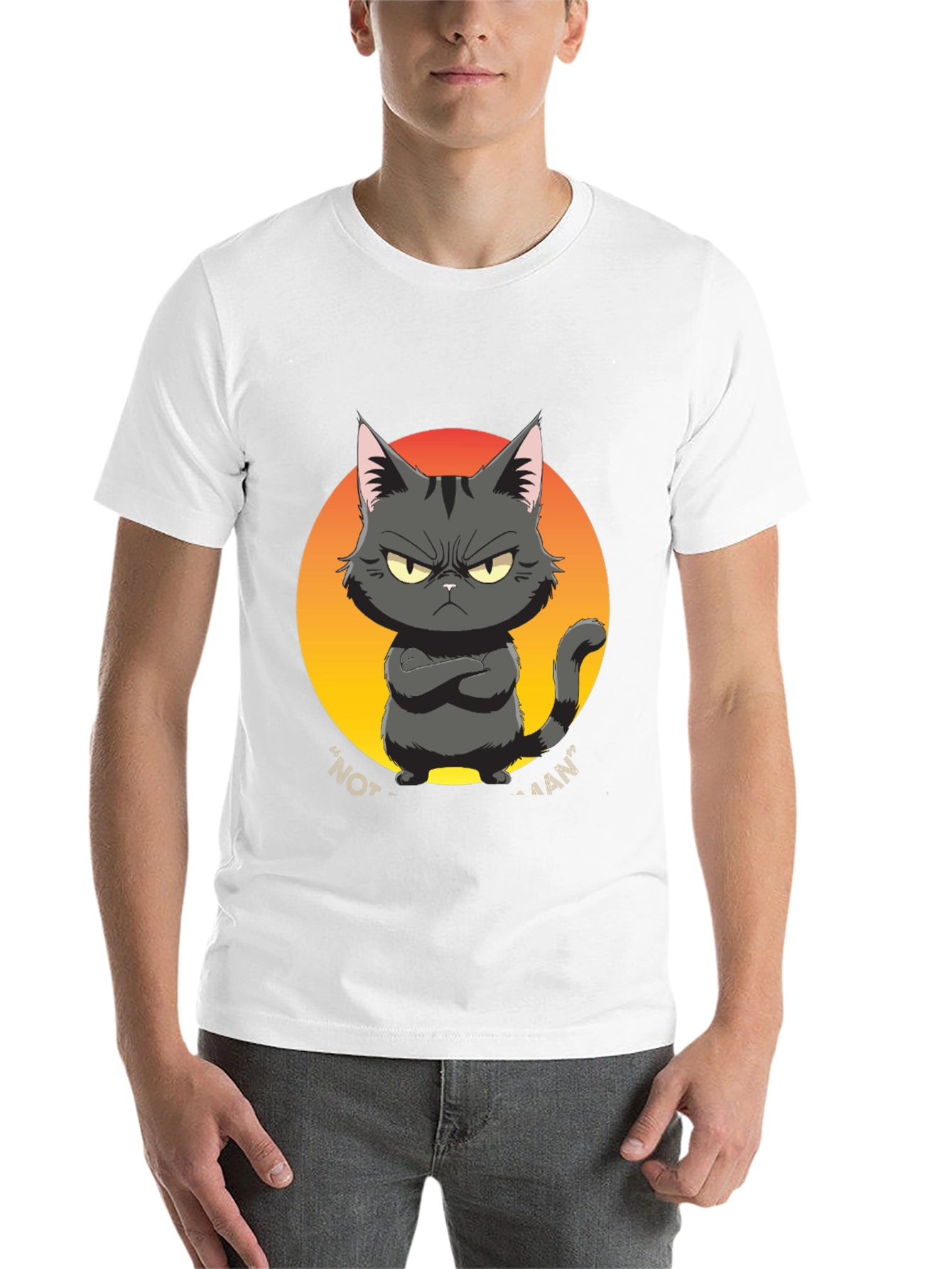 Black Grumpy Cat Graphic Tee - "Not a Fan" Black T-Shirt view 14