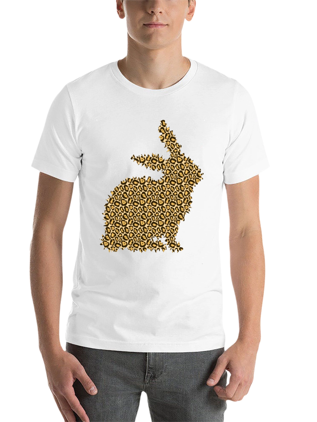 Black Leopard Print Bunny Black T-Shirt view 14