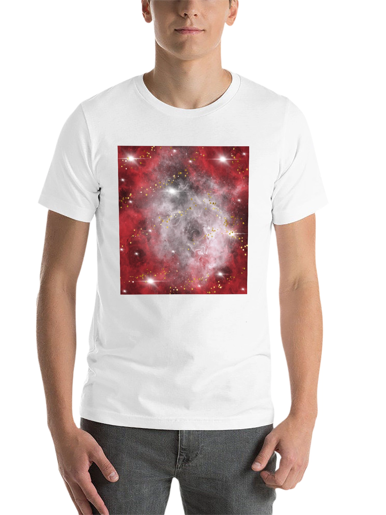 Black Galaxy Nebula Print Black T-Shirt view 14