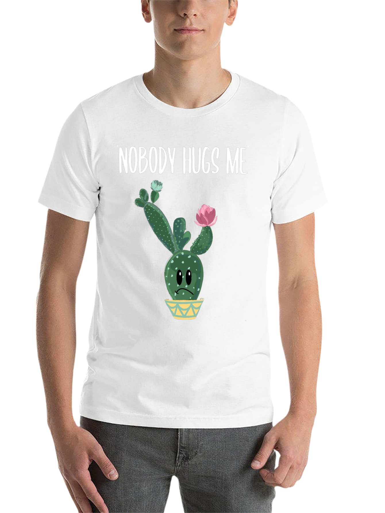 Black Nobody Hugs Me Cactus Graphic Tee - Unisex view 14