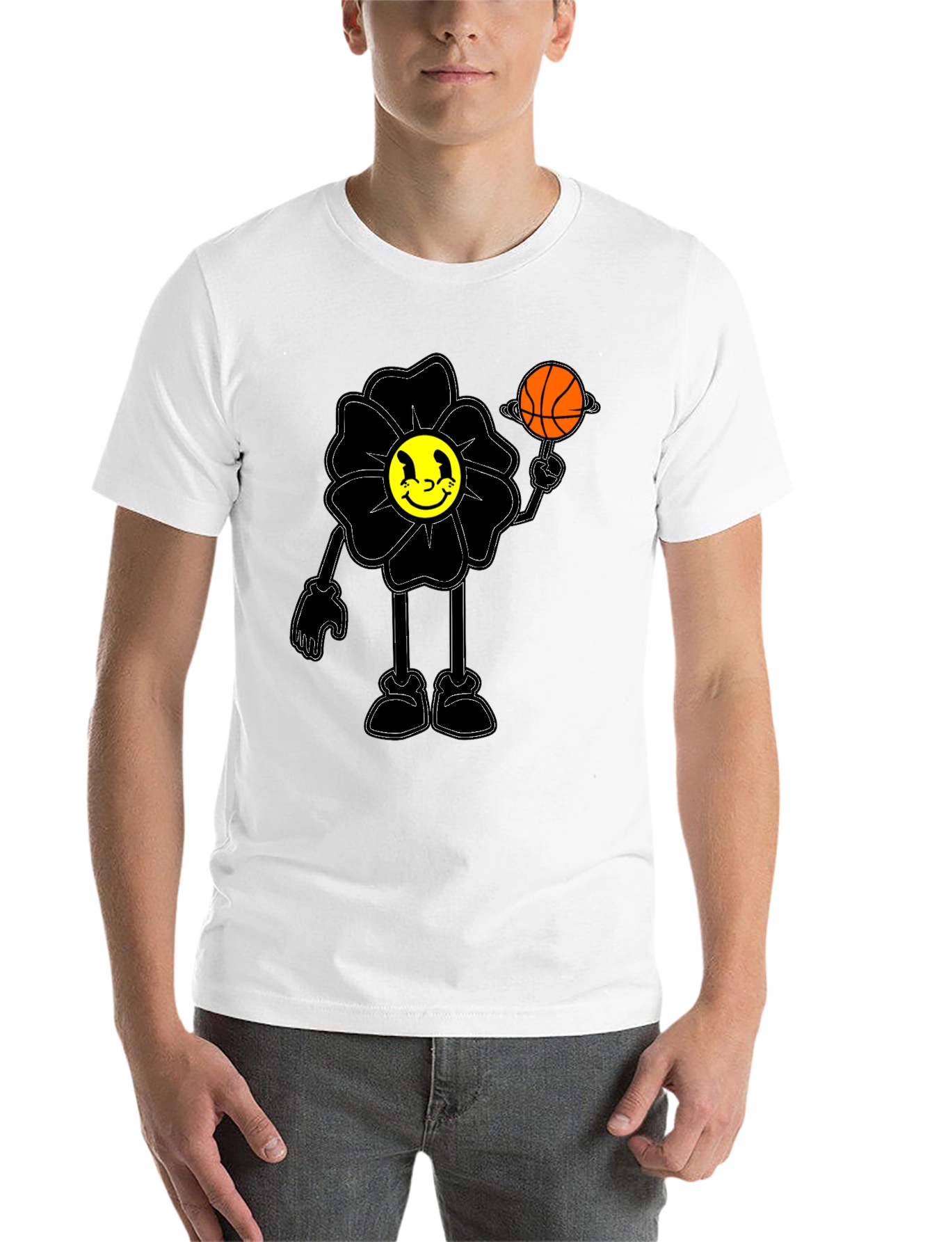 Black Smiley Flower Graphic Tee - Trendy Black T-Shirt view 14