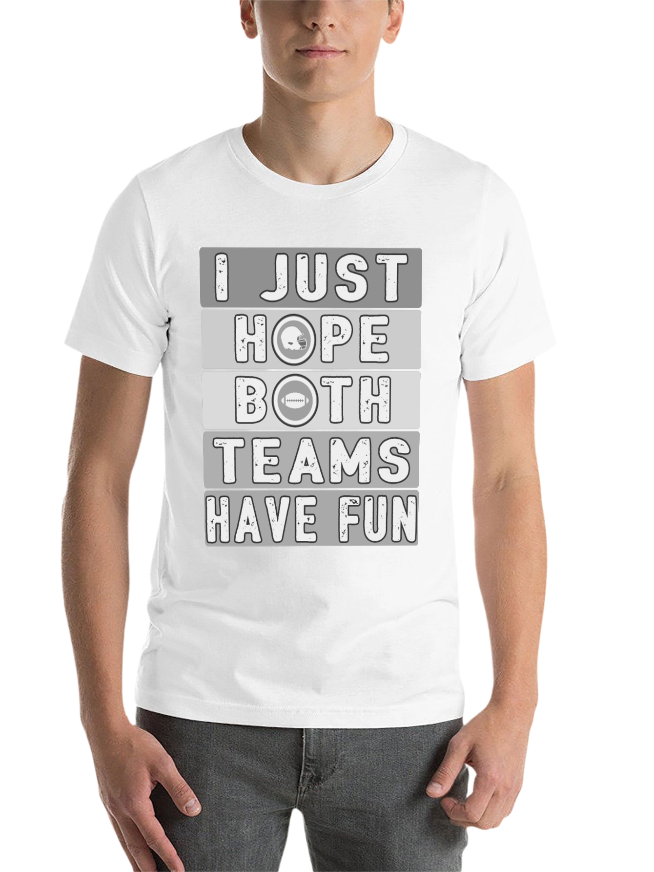 Black Funny Football T-Shirt: I Just Hope Both Teams Have Fun! view 14