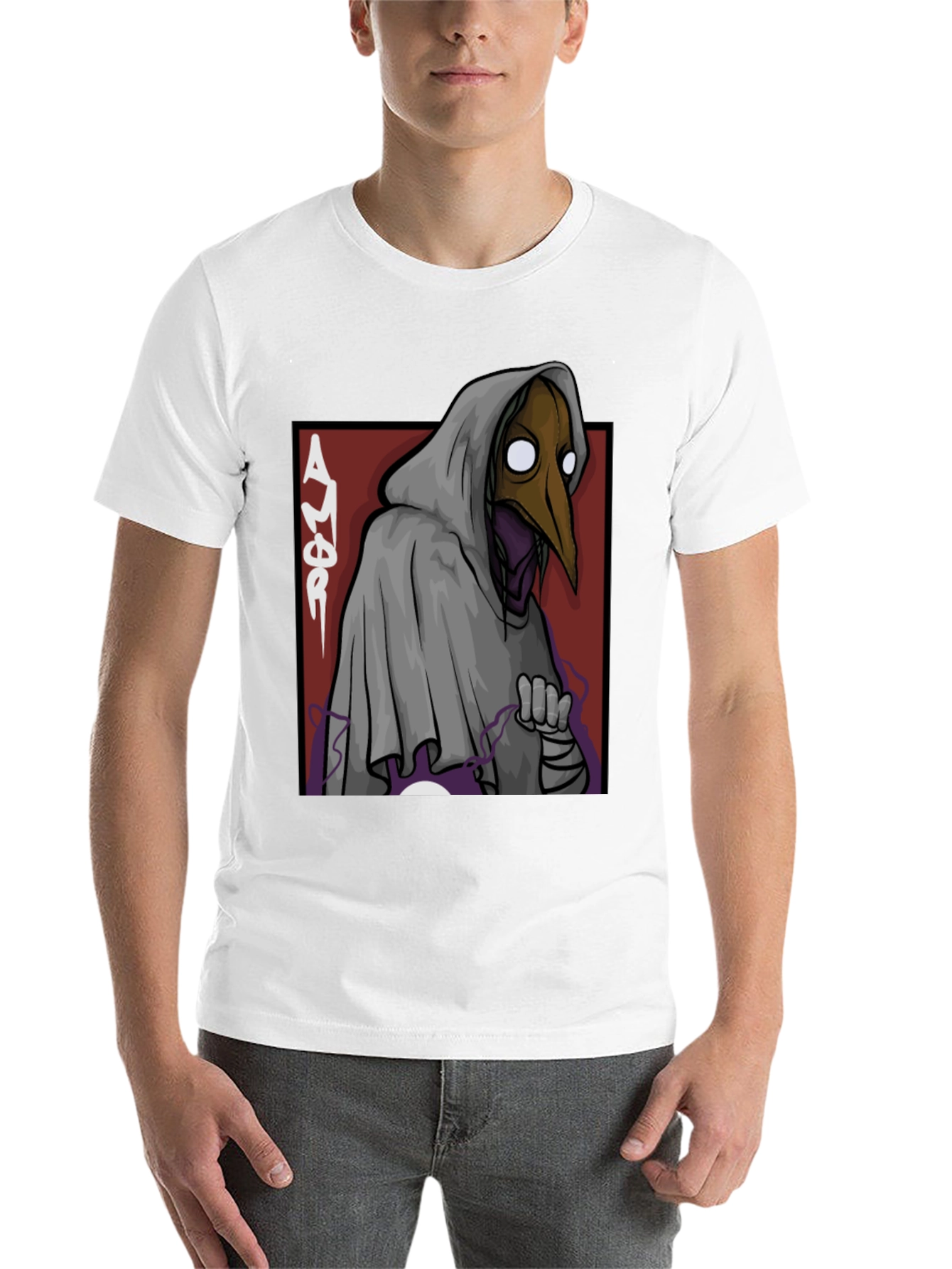 Black Plague Doctor Graphic Tee - Black Cotton T-Shirt view 14
