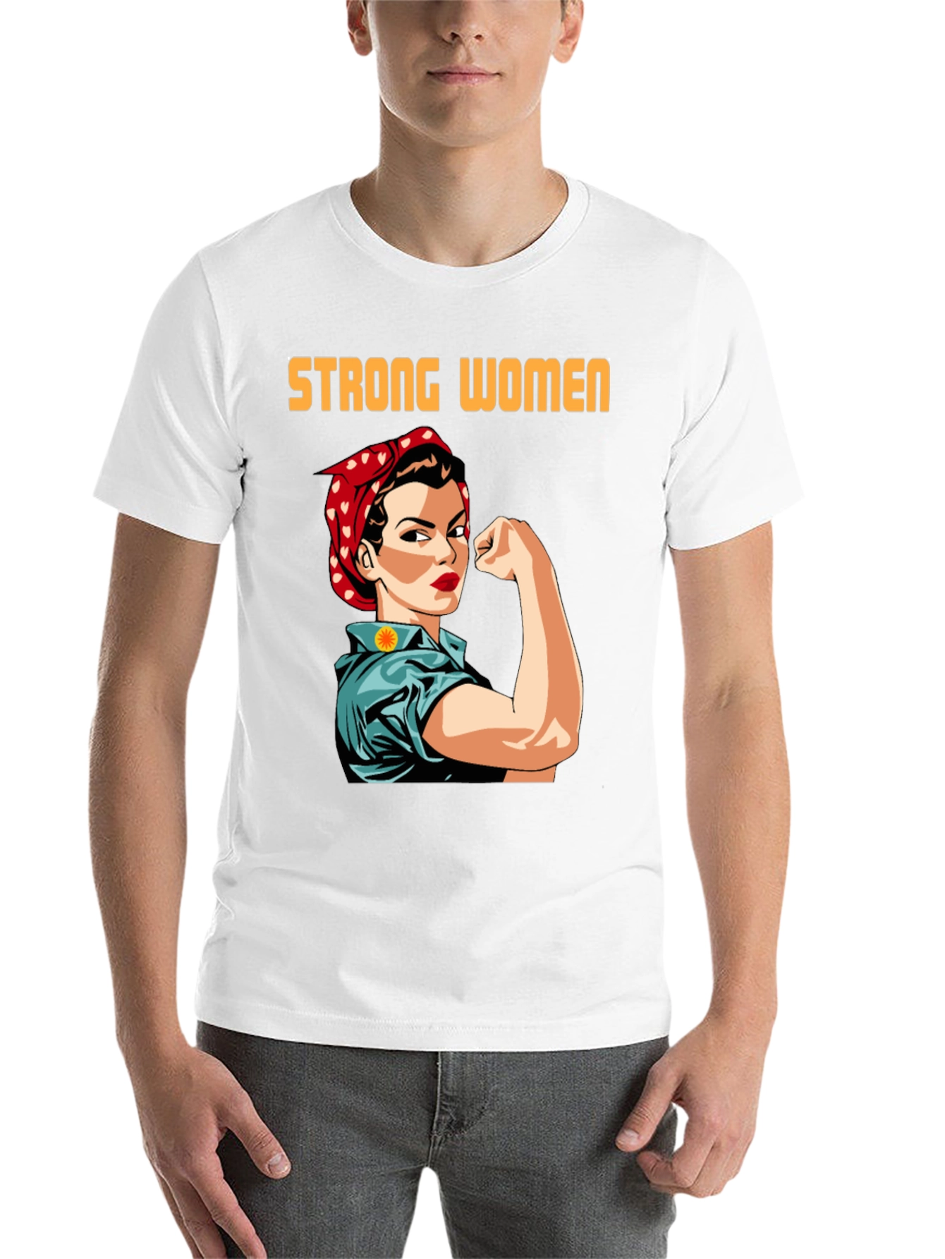 Black Strong Women T-Shirt, Empowering Rosie the Riveter Graphic Tee view 14