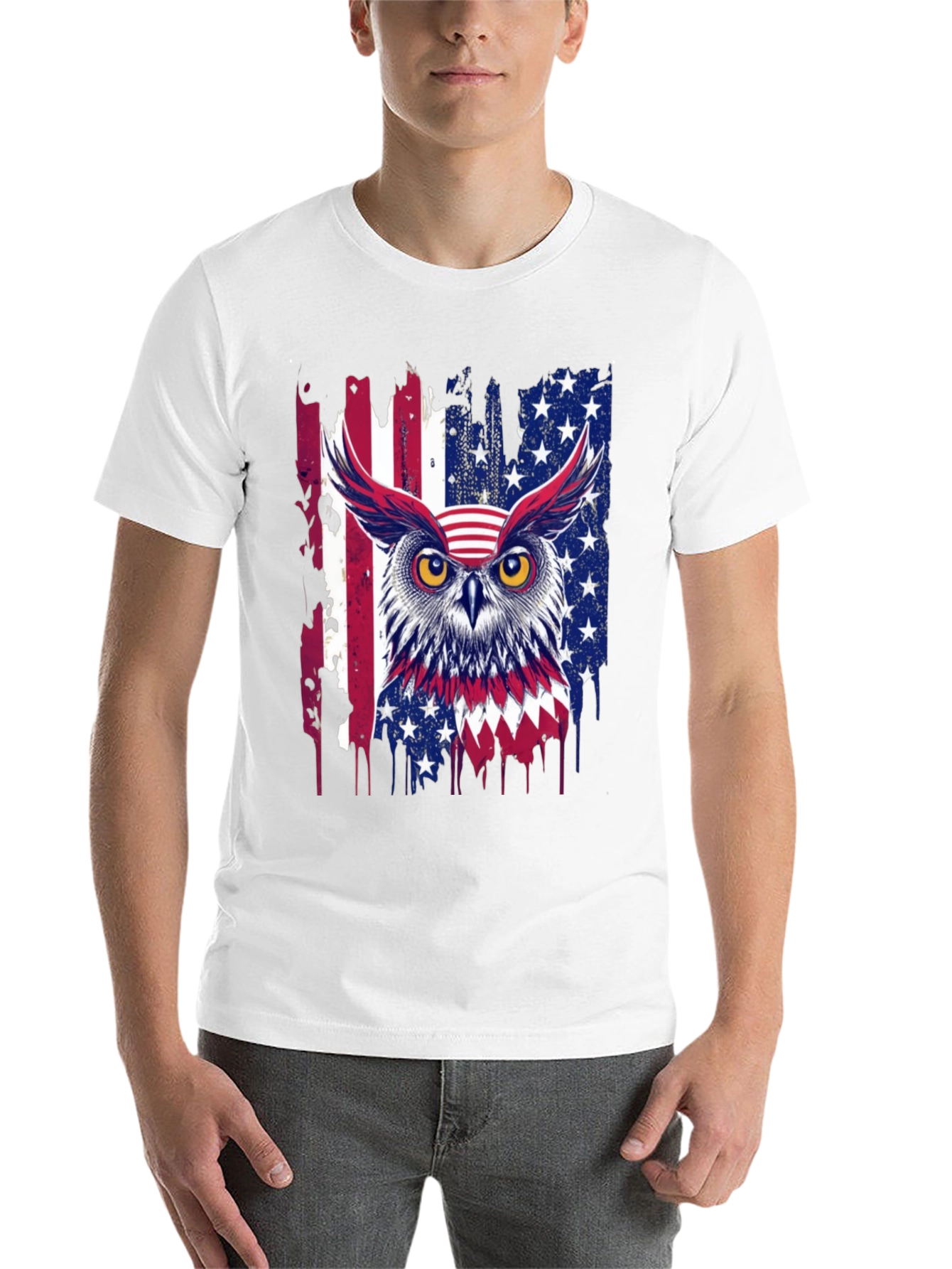 Black American Owl T-Shirt Patriotic USA Flag Tee view 14