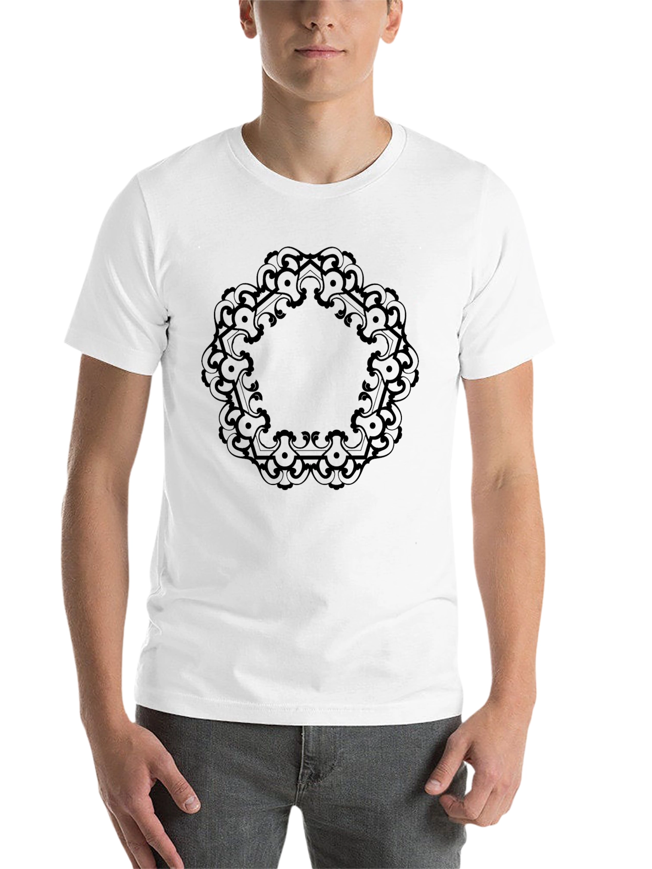 Black Black T-Shirt with Mandala Design view 14