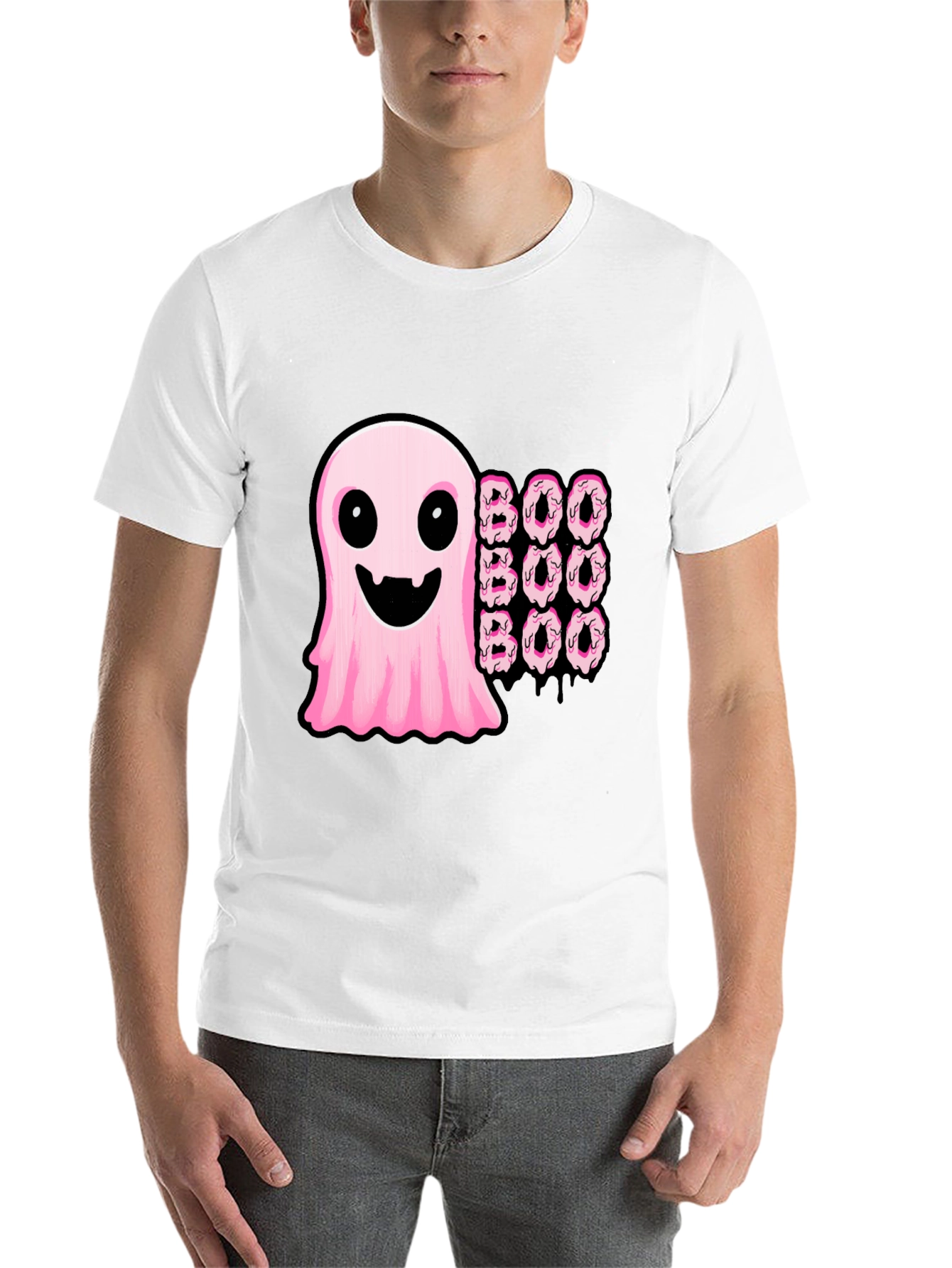 Black Boo Ghost Donut Halloween Graphic T-Shirt view 14