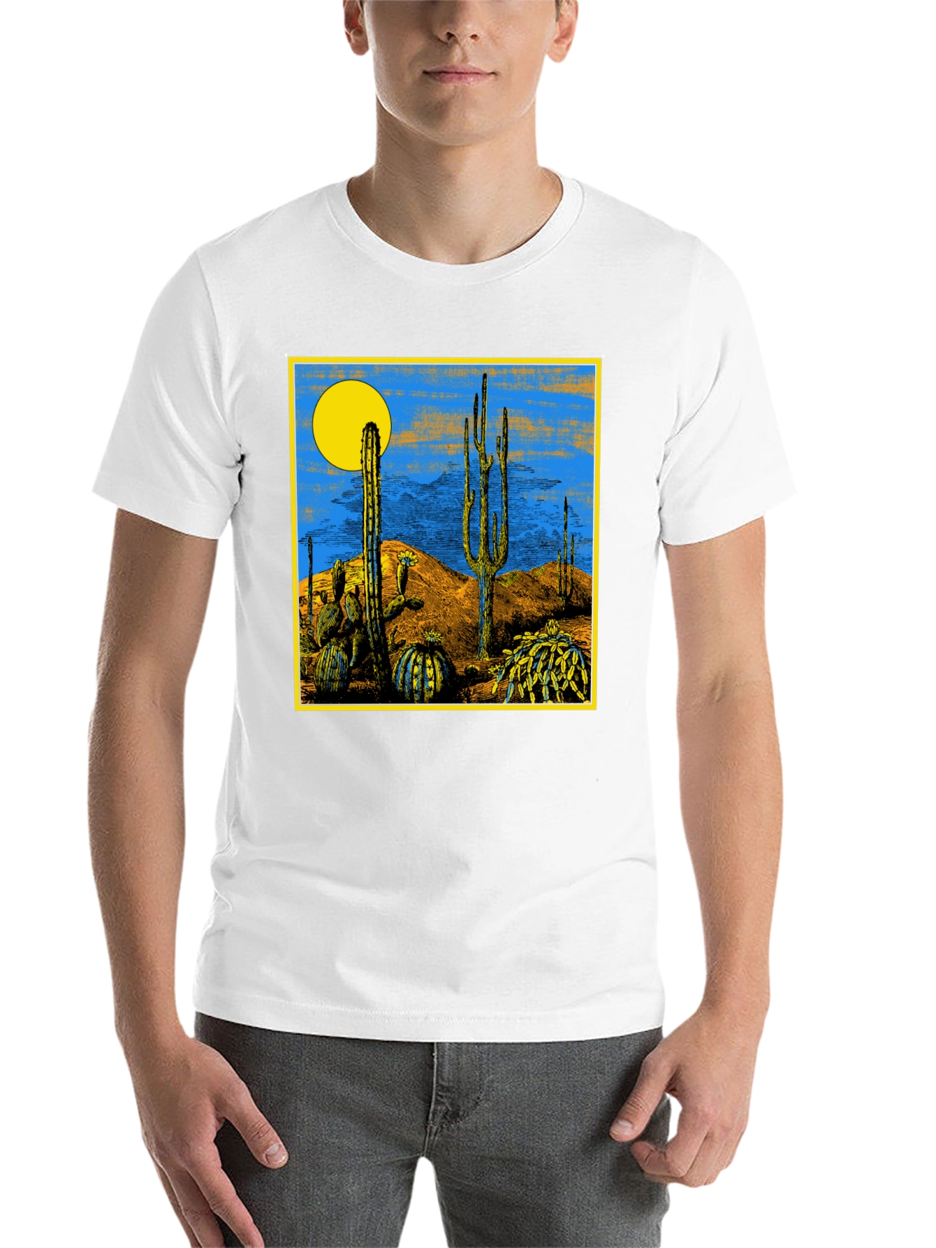 Black Desert Scene Graphic Print Black T-Shirt view 14