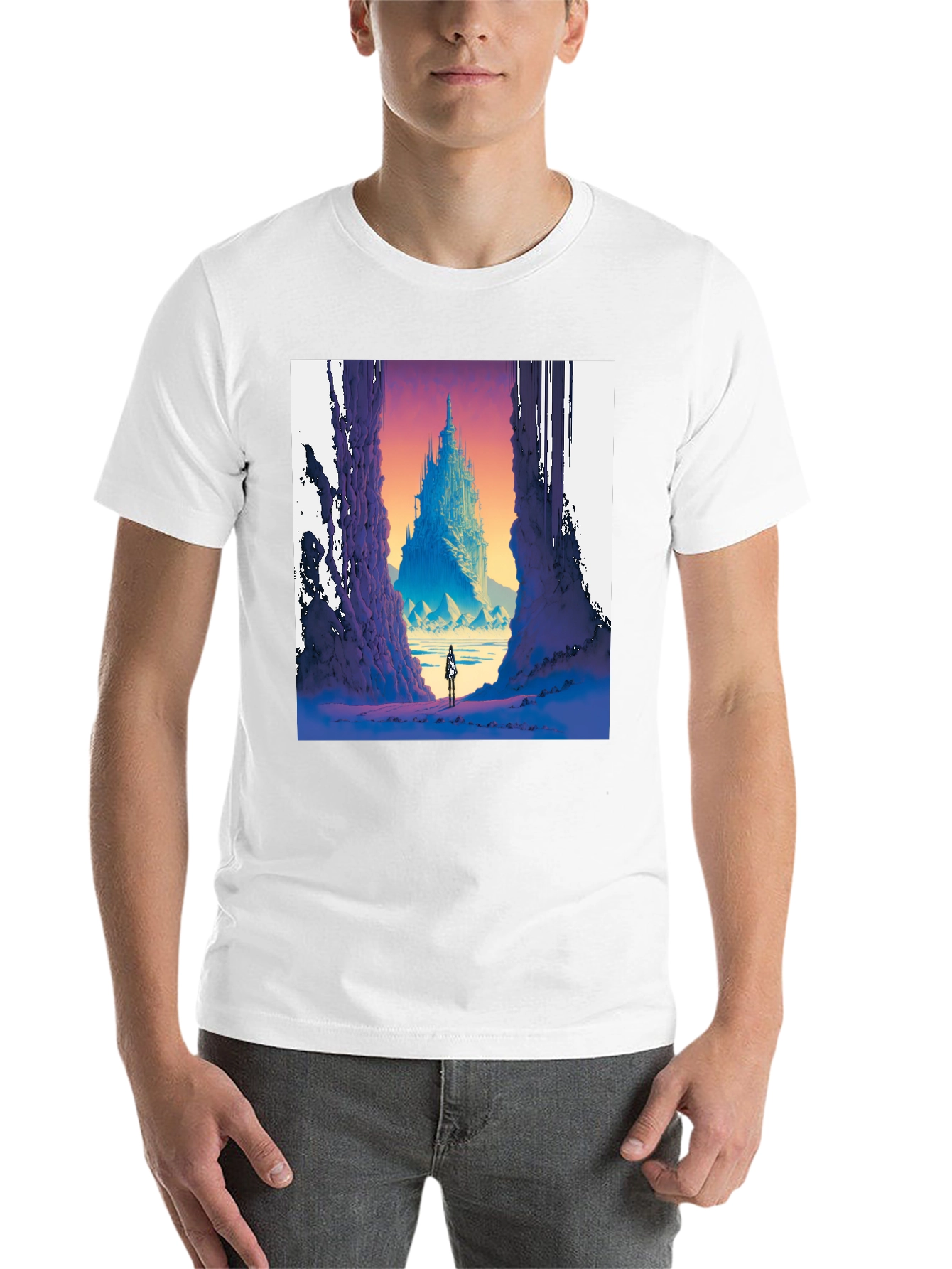 Black Fantasy Castle T-Shirt - Unique Graphic Tee view 14