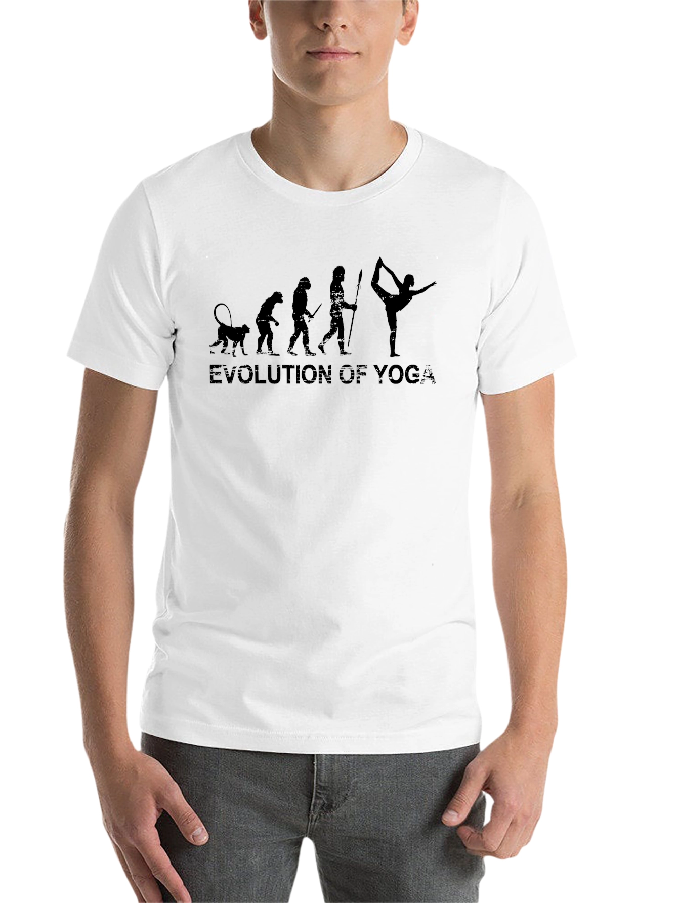 Black Evolution of Yoga Graphic Tee - Black Cotton Blend view 14