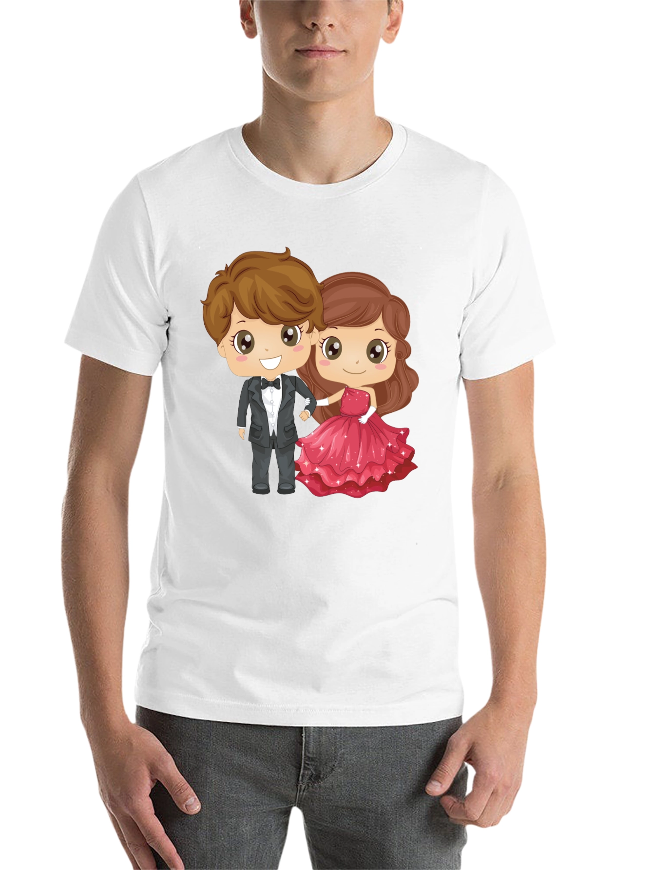 Black Cartoon Couple Graphic Black T-Shirt view 14
