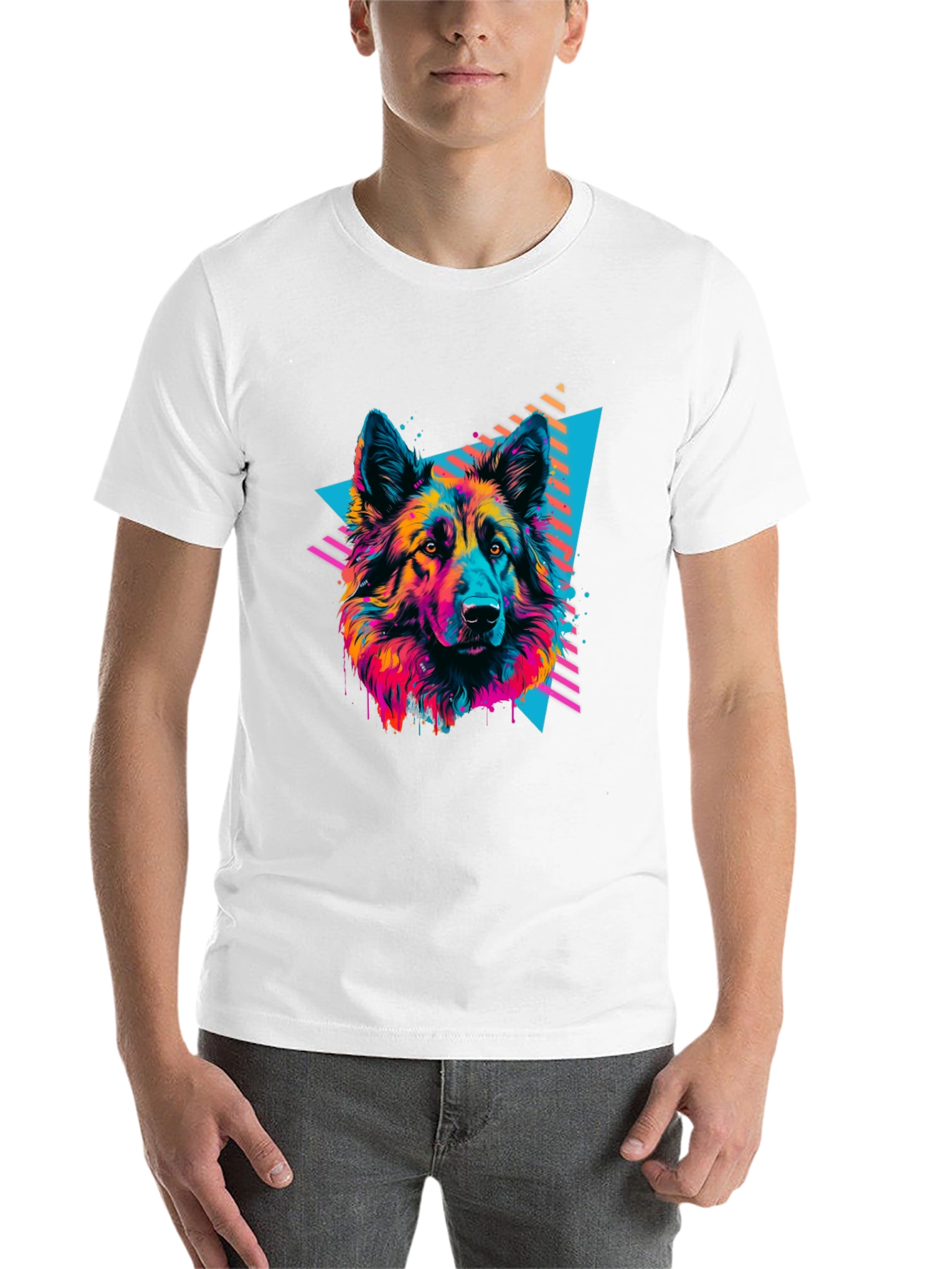 Black Neon Wolf Graphic Tee - Retro Style view 14