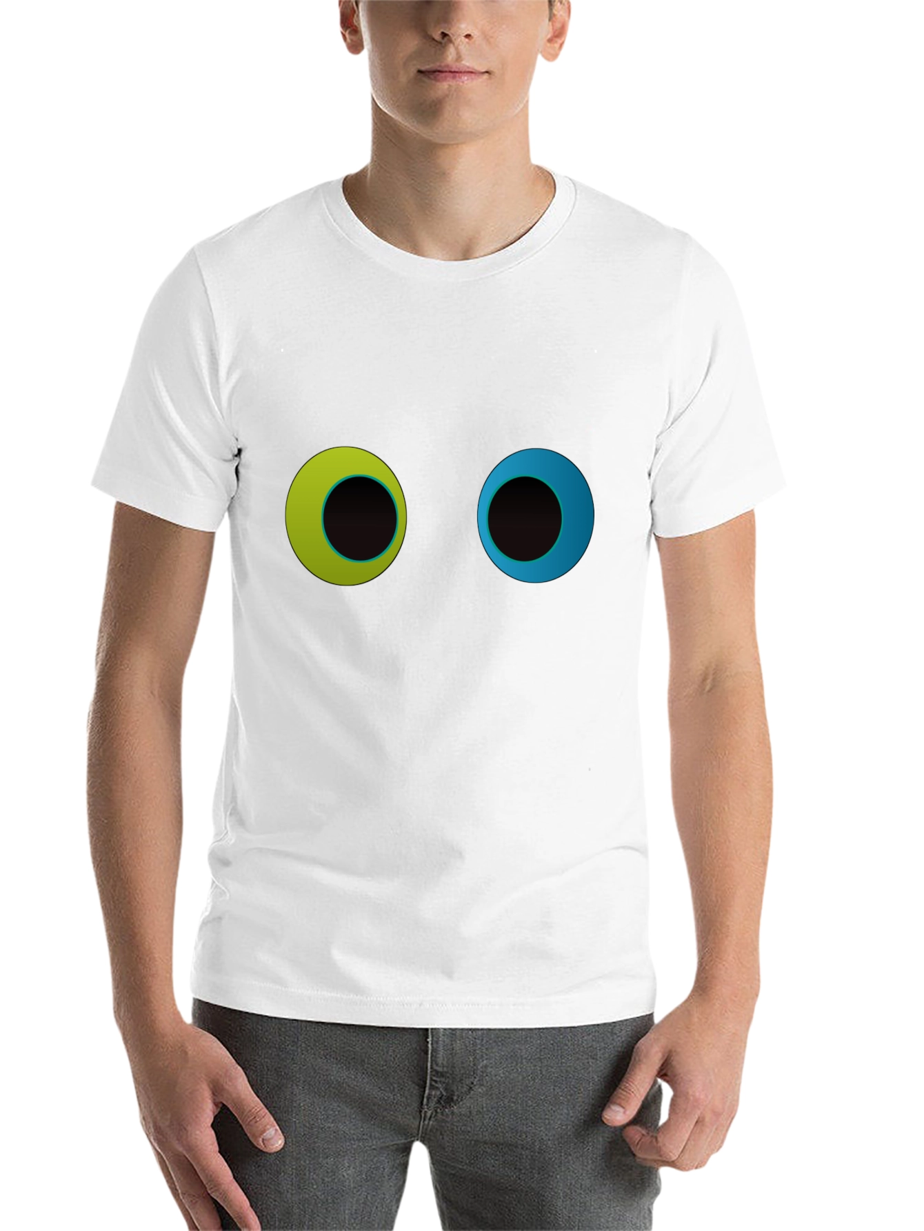 Black Funny Googly Eyes Graphic Black T-Shirt view 14