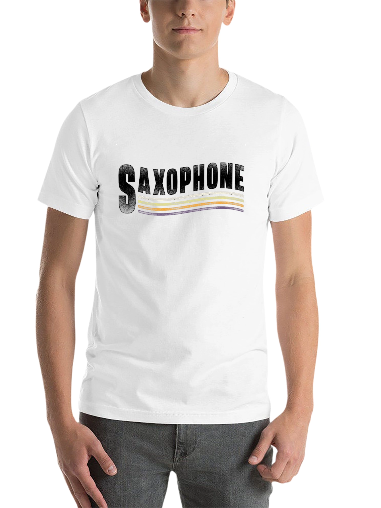 Black Saxophone Retro Music T-Shirt view 14