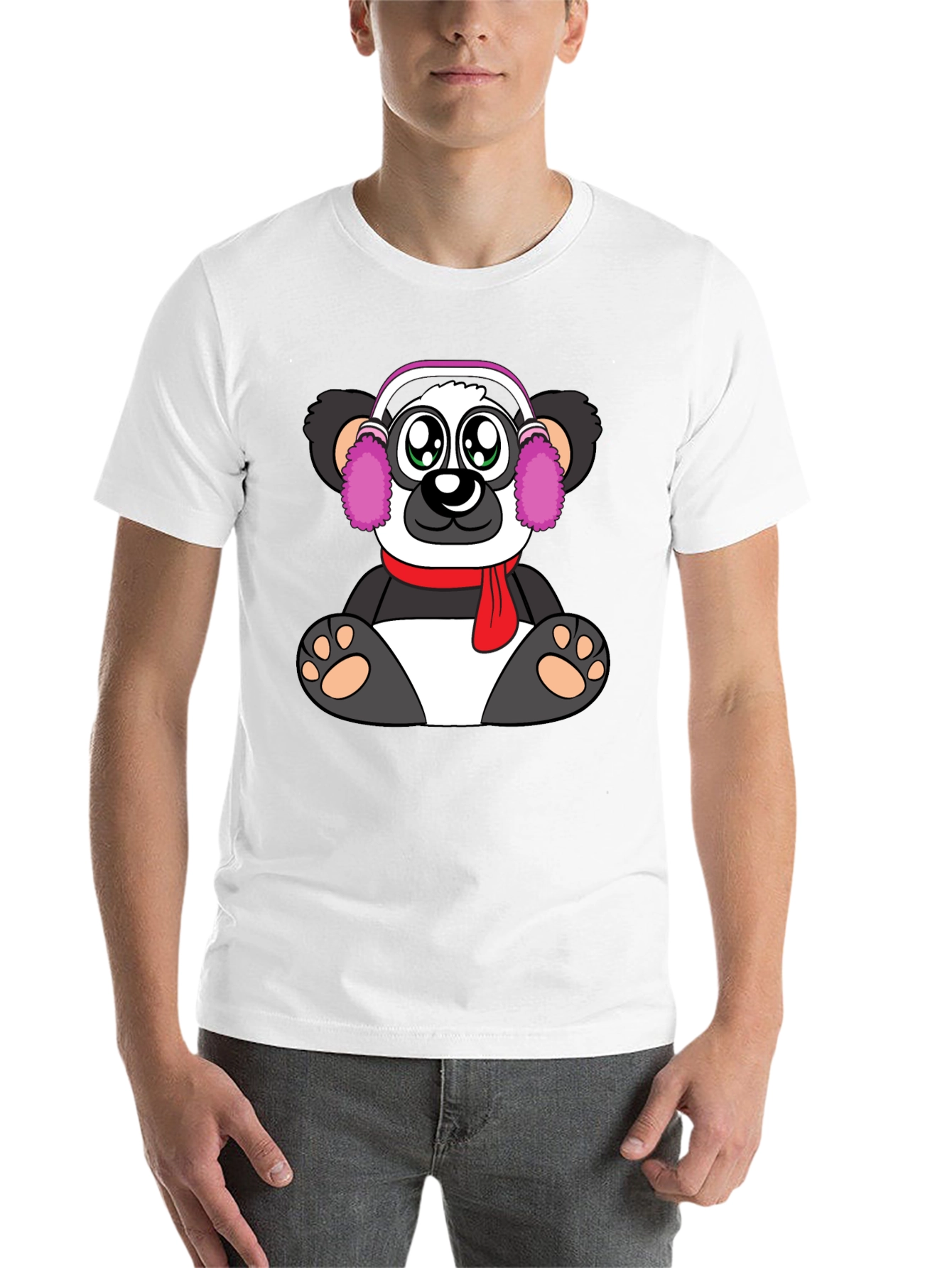 Black Cute Panda Bear Graphic Tee - Black Cotton Blend view 14