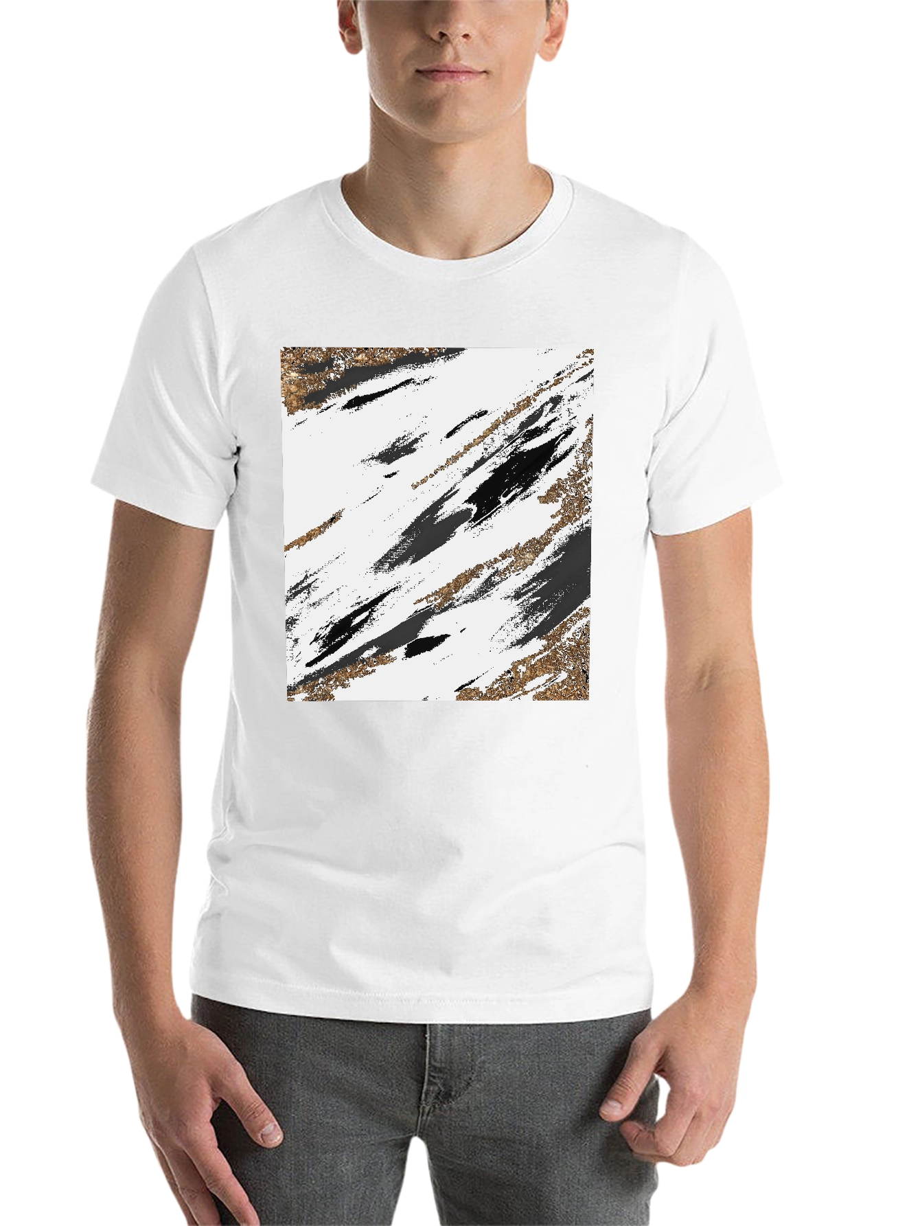 Black Abstract Art Graphic Tee - Black view 14