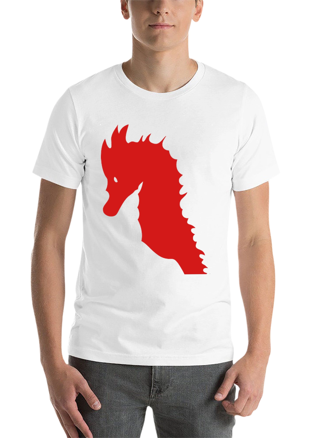 Black Red Dragon Silhouette Graphic Black T-Shirt view 14