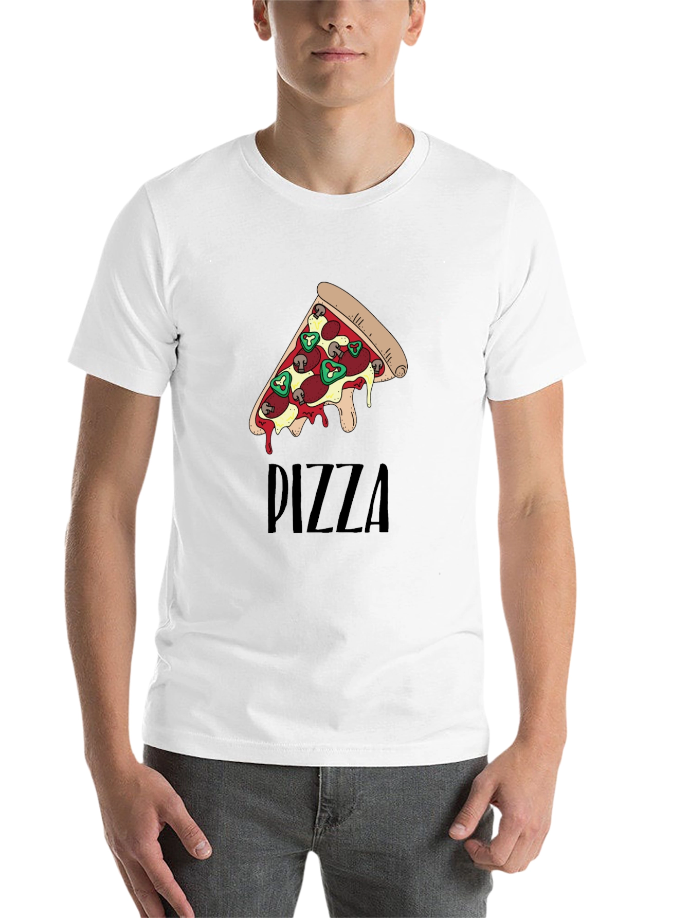 Black Pizza Slice Graphic Print Black T-Shirt view 14