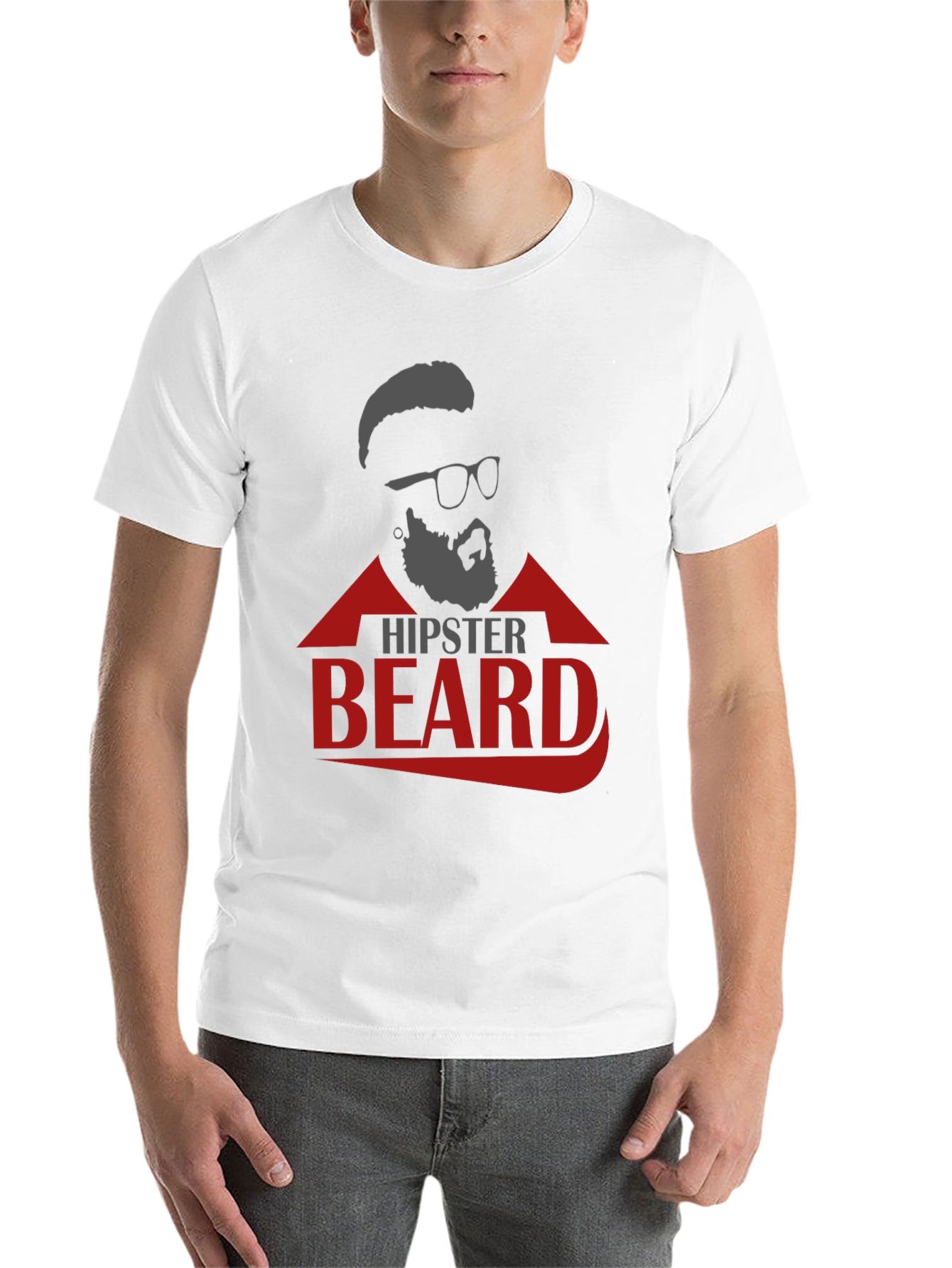 Black Hipster Beard Graphic T-Shirt view 14