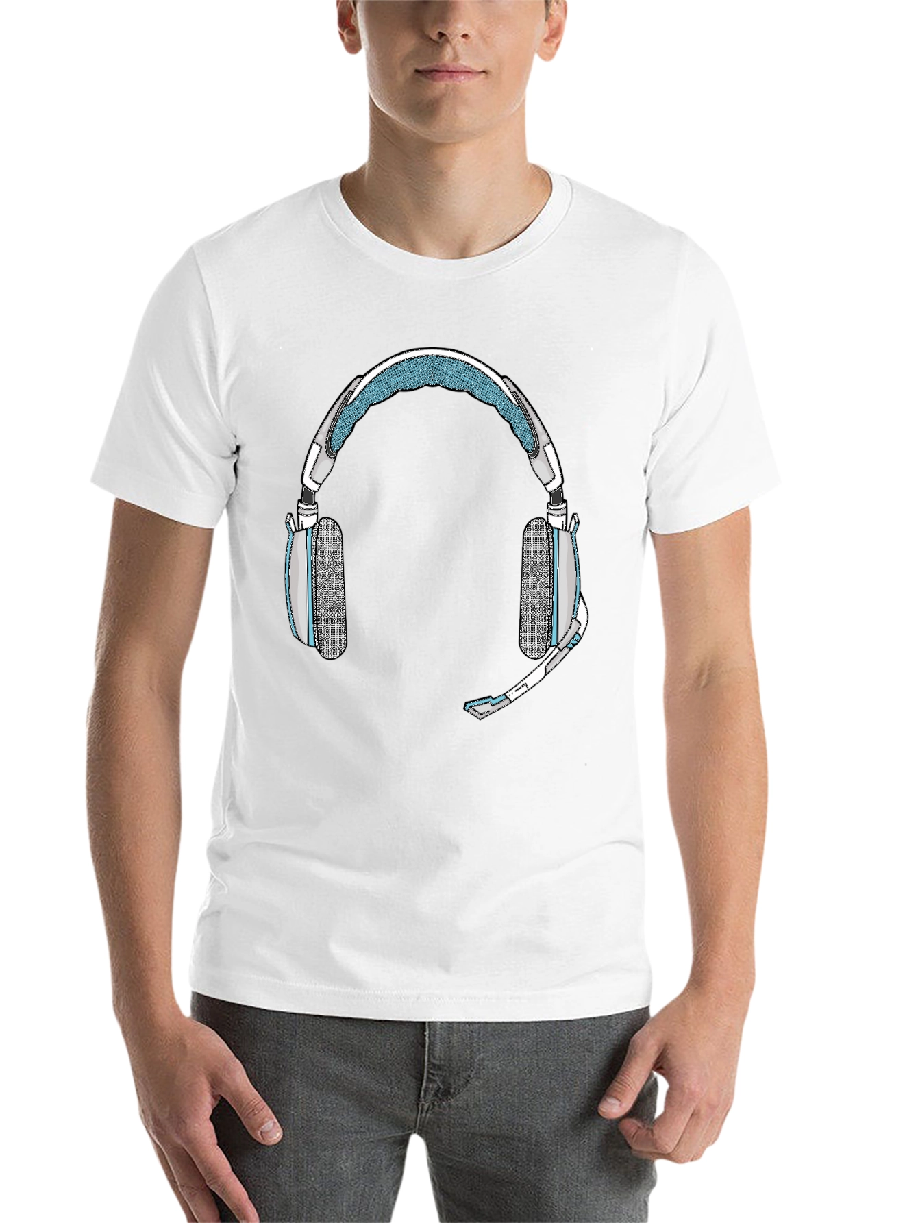 Black Gaming Headset Graphic Tee - Gamer Style Shirt view 14