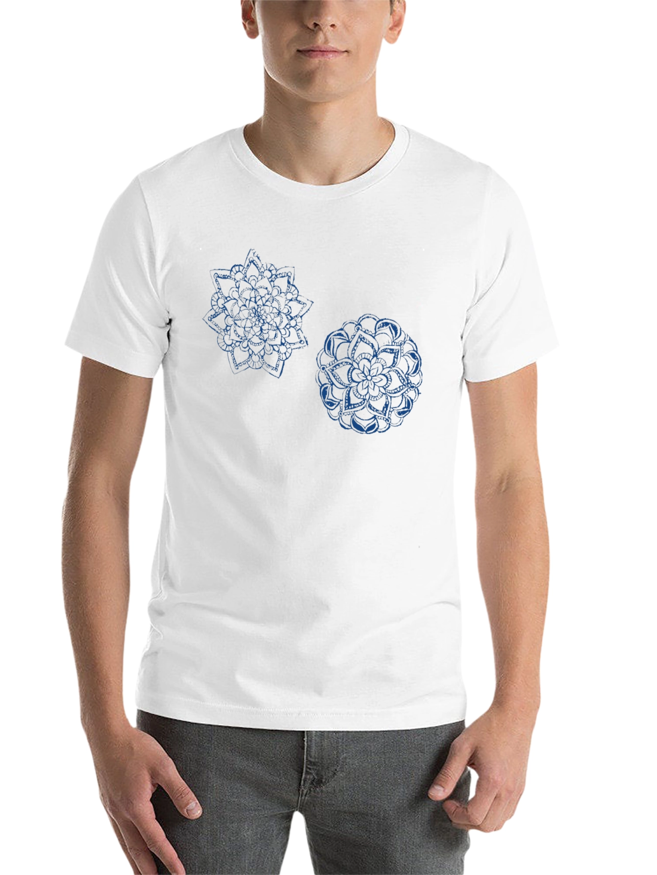 Black Geometric Mandala Print Black T-Shirt view 14