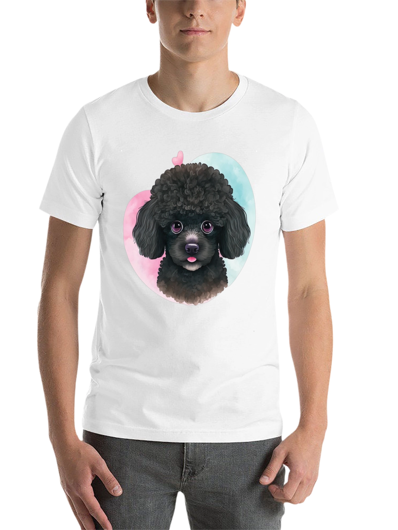 Black Cute Poodle Heart T-Shirt - Black view 14