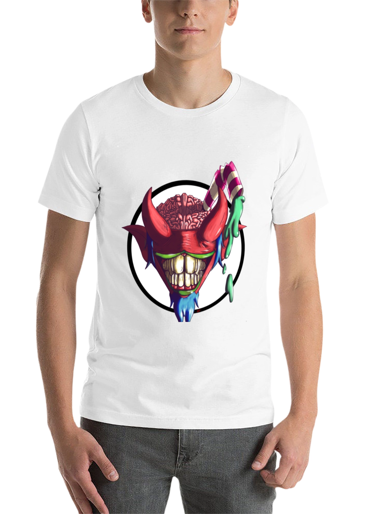 Black Crazy Brain Devil T-Shirt - Unique Graphic Tee view 14