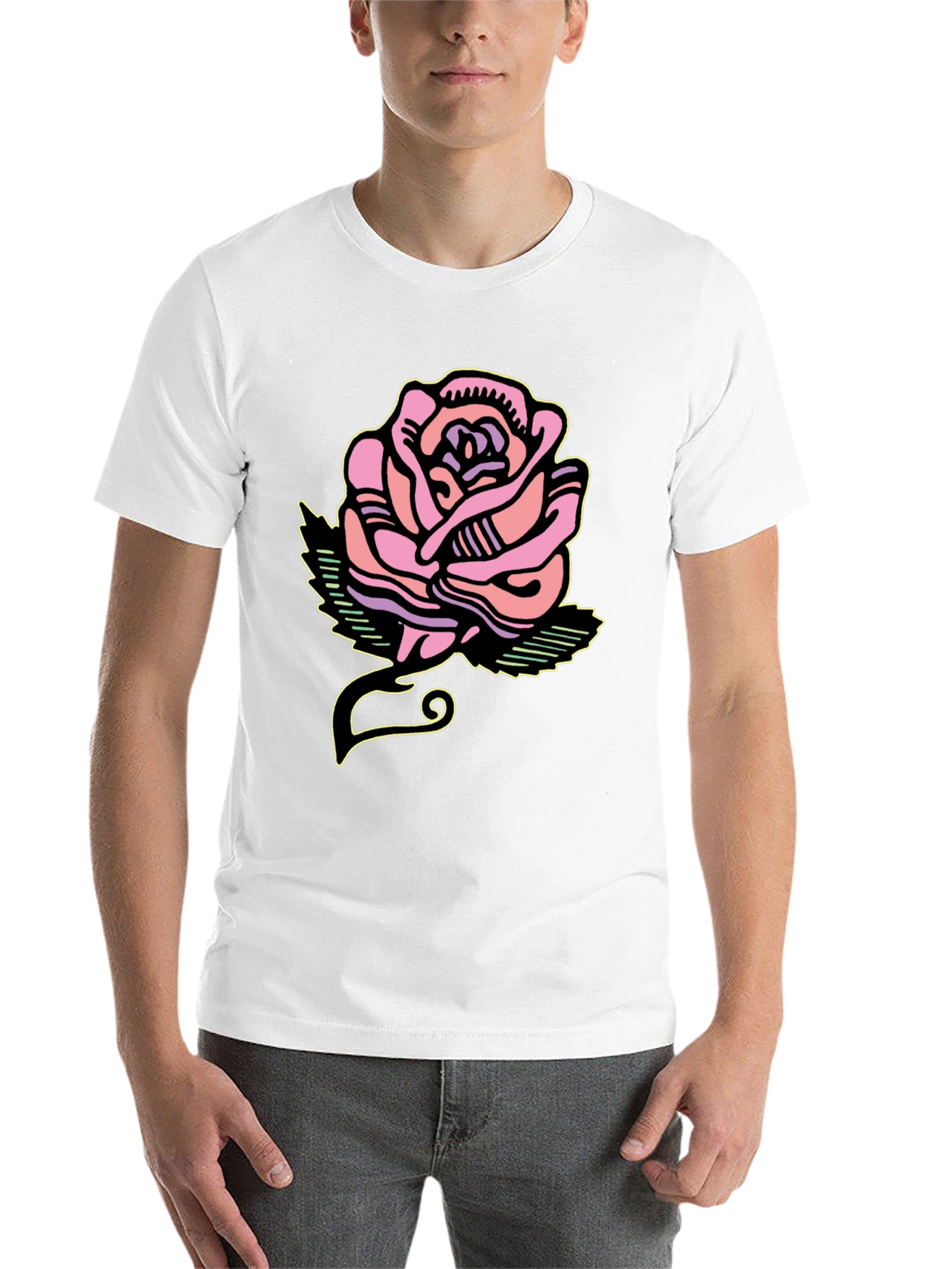 Rose Graphic Tee - Bold Artistic Design - 14