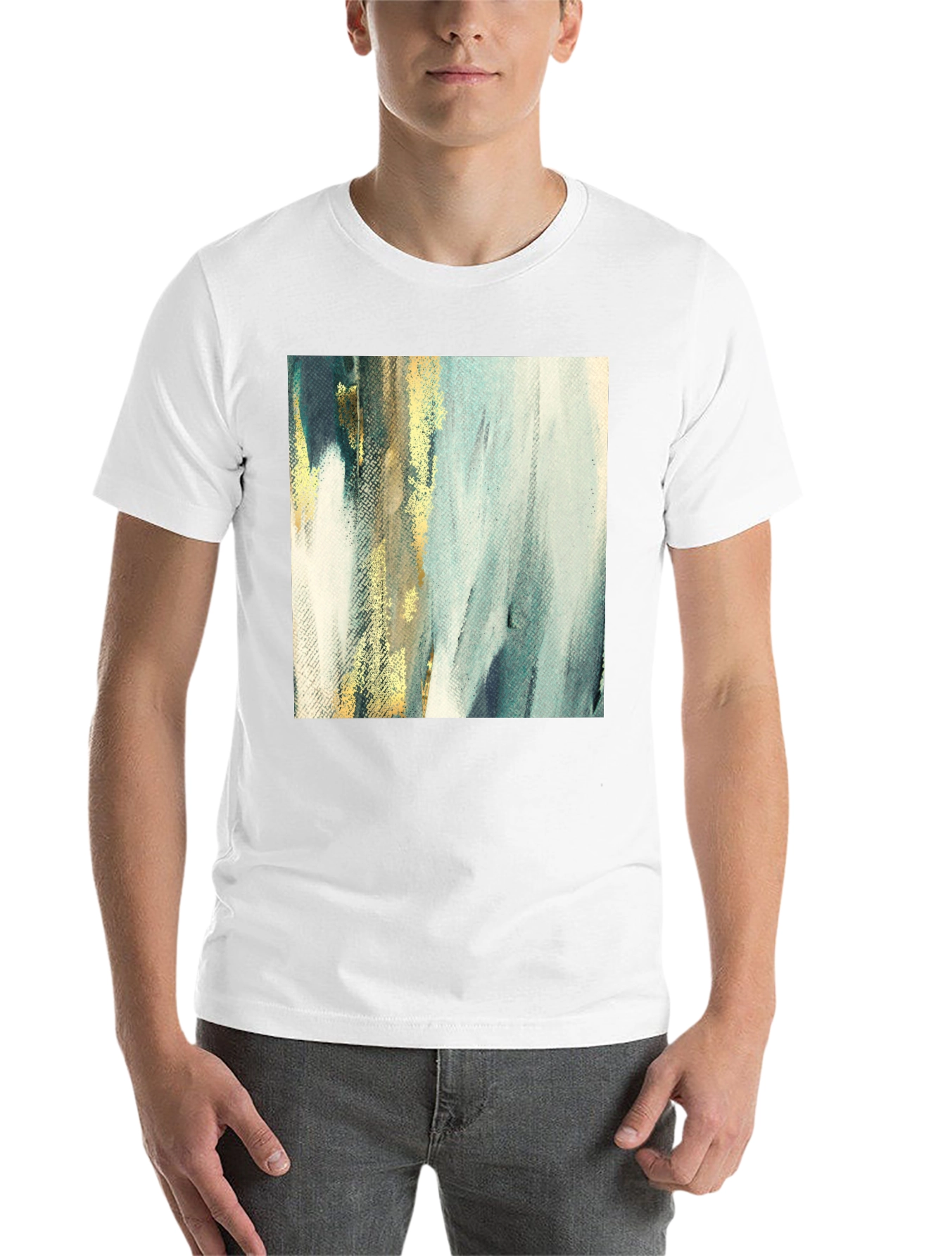 Black Abstract Art Tee - Modern Brushstroke T-Shirt view 14