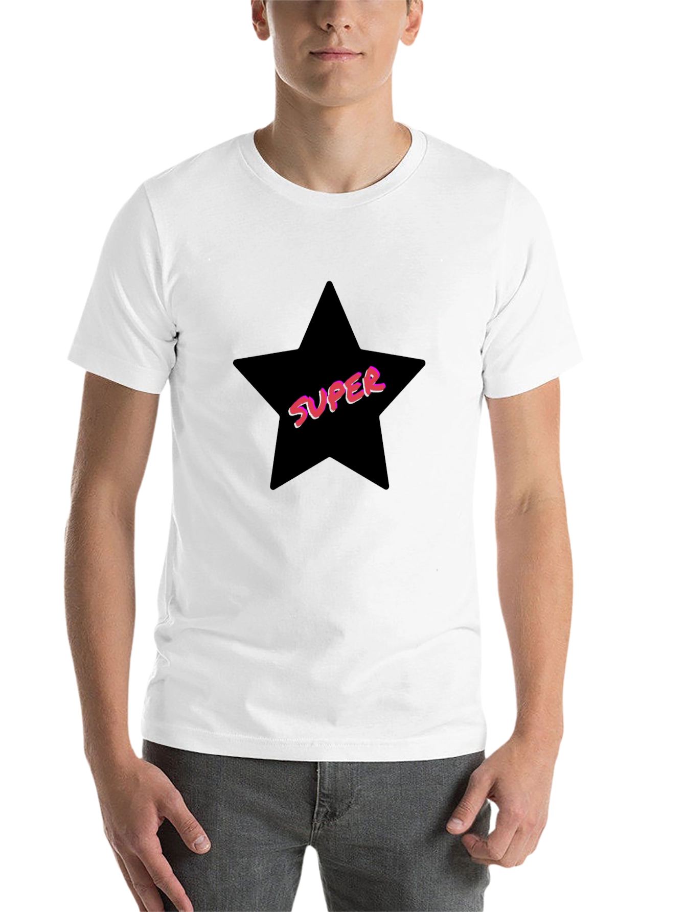Black Super Star Graphic Tee - Trendy Casual T-Shirt view 14