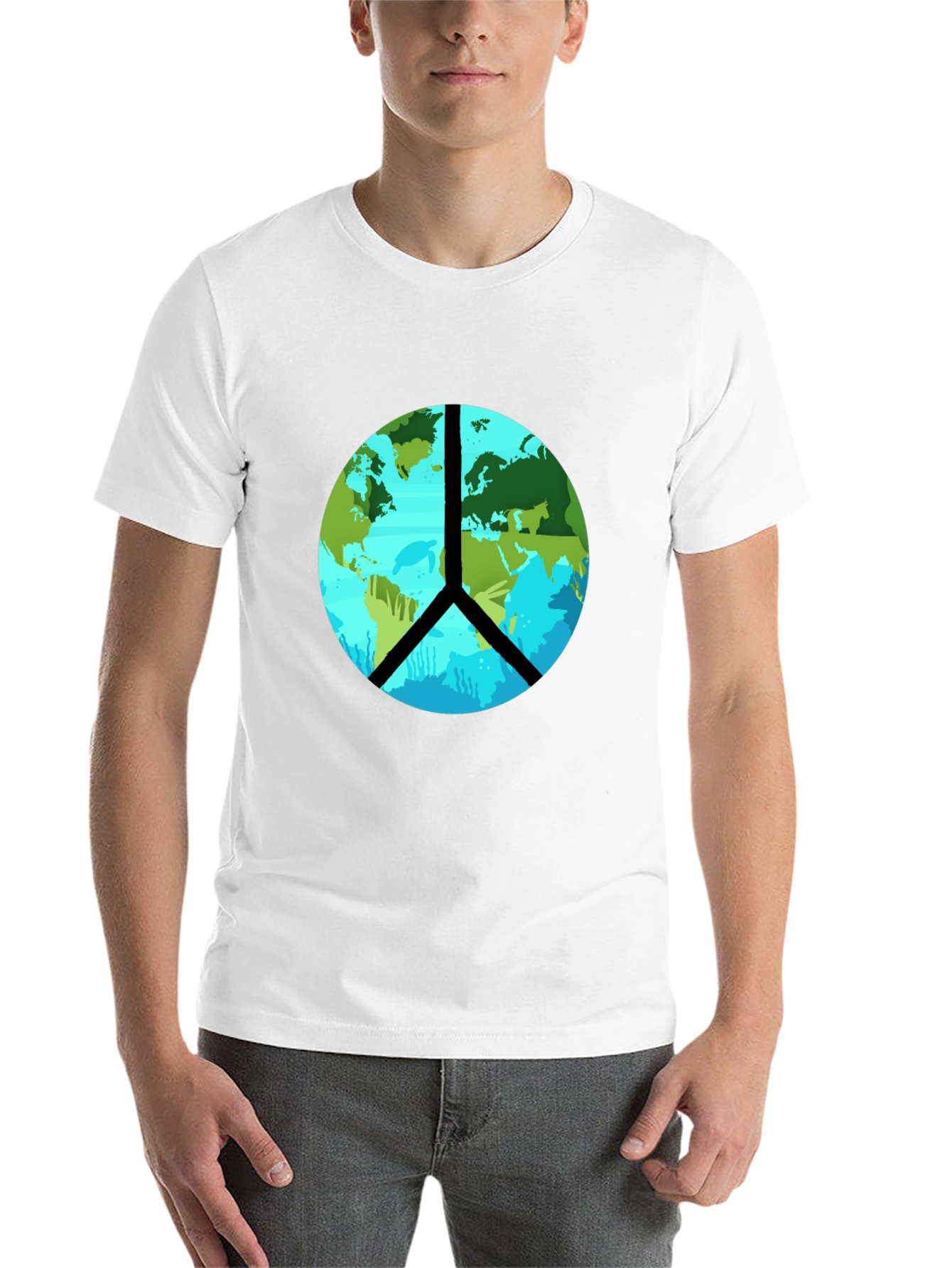 Black Earth Peace Sign Graphic Tee - Black T-Shirt view 14