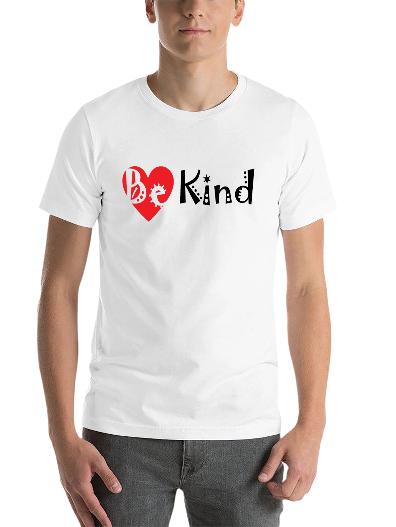 Black Be Kind Heart T-Shirt - Black Unisex view 14
