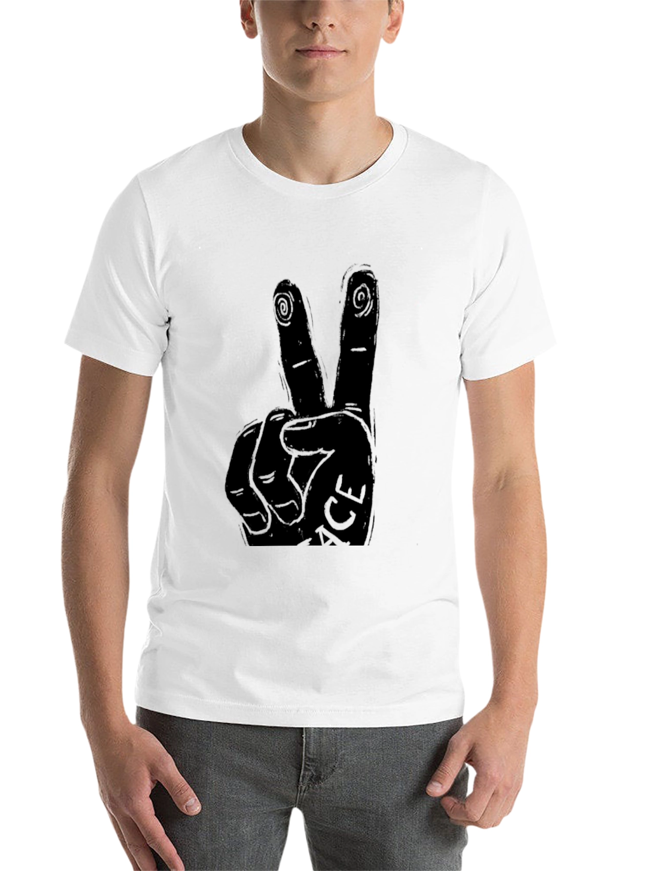 Black Peace Hand Graphic Black T-Shirt view 14
