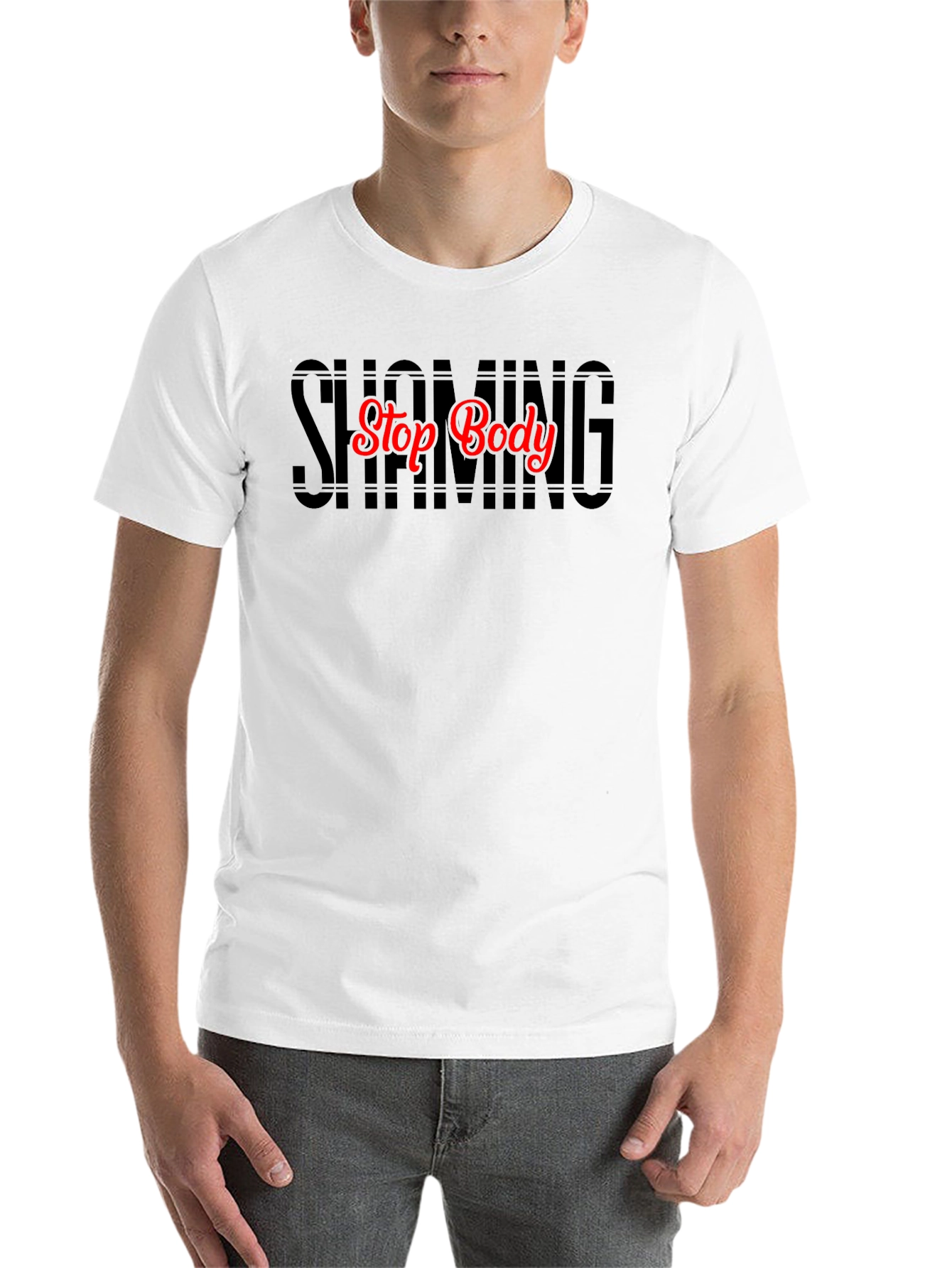Black Stop Body Shaming Graphic Tee - Black view 14