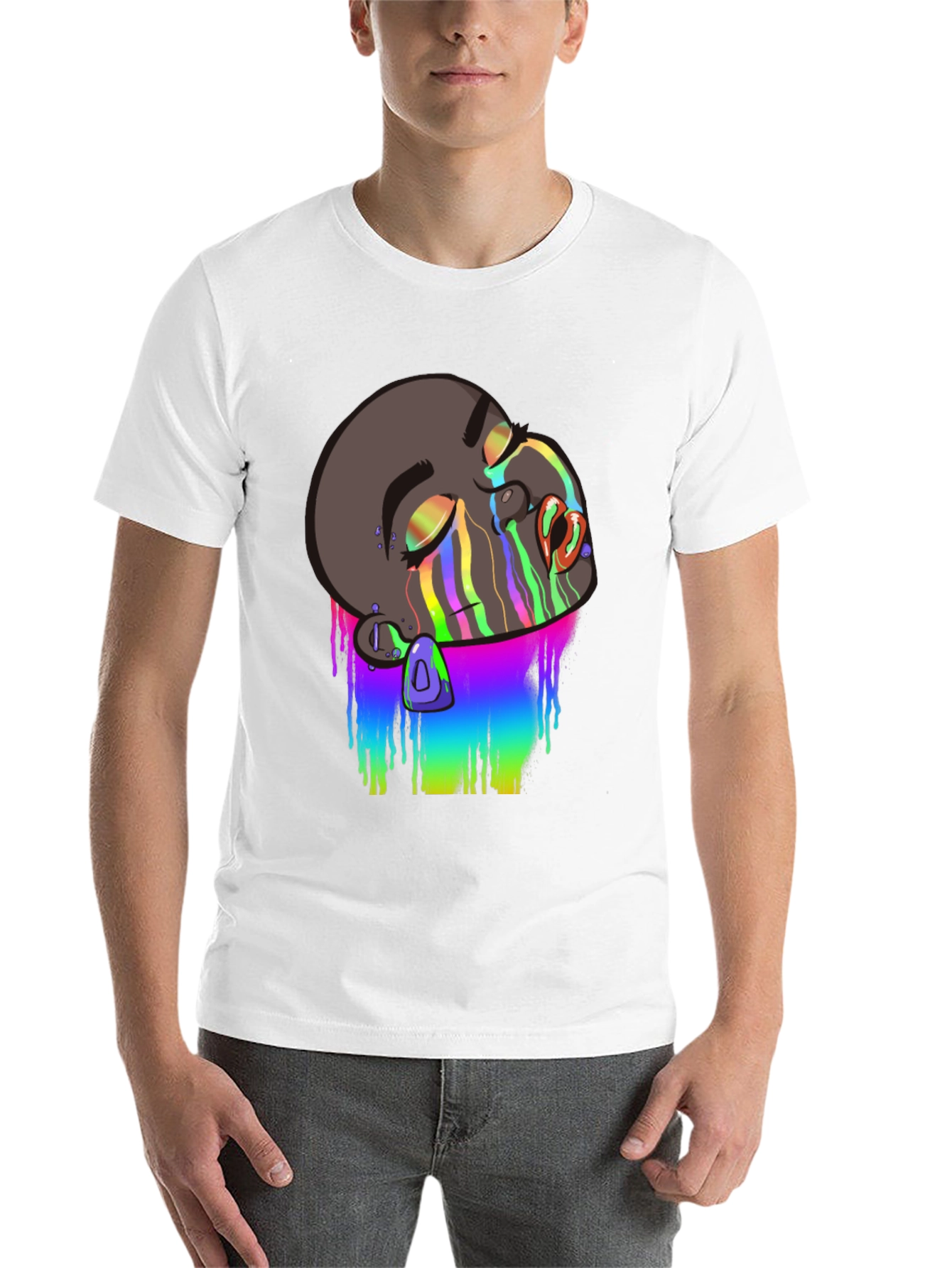 Black Melting Rainbow Drip Graphic T-Shirt view 14