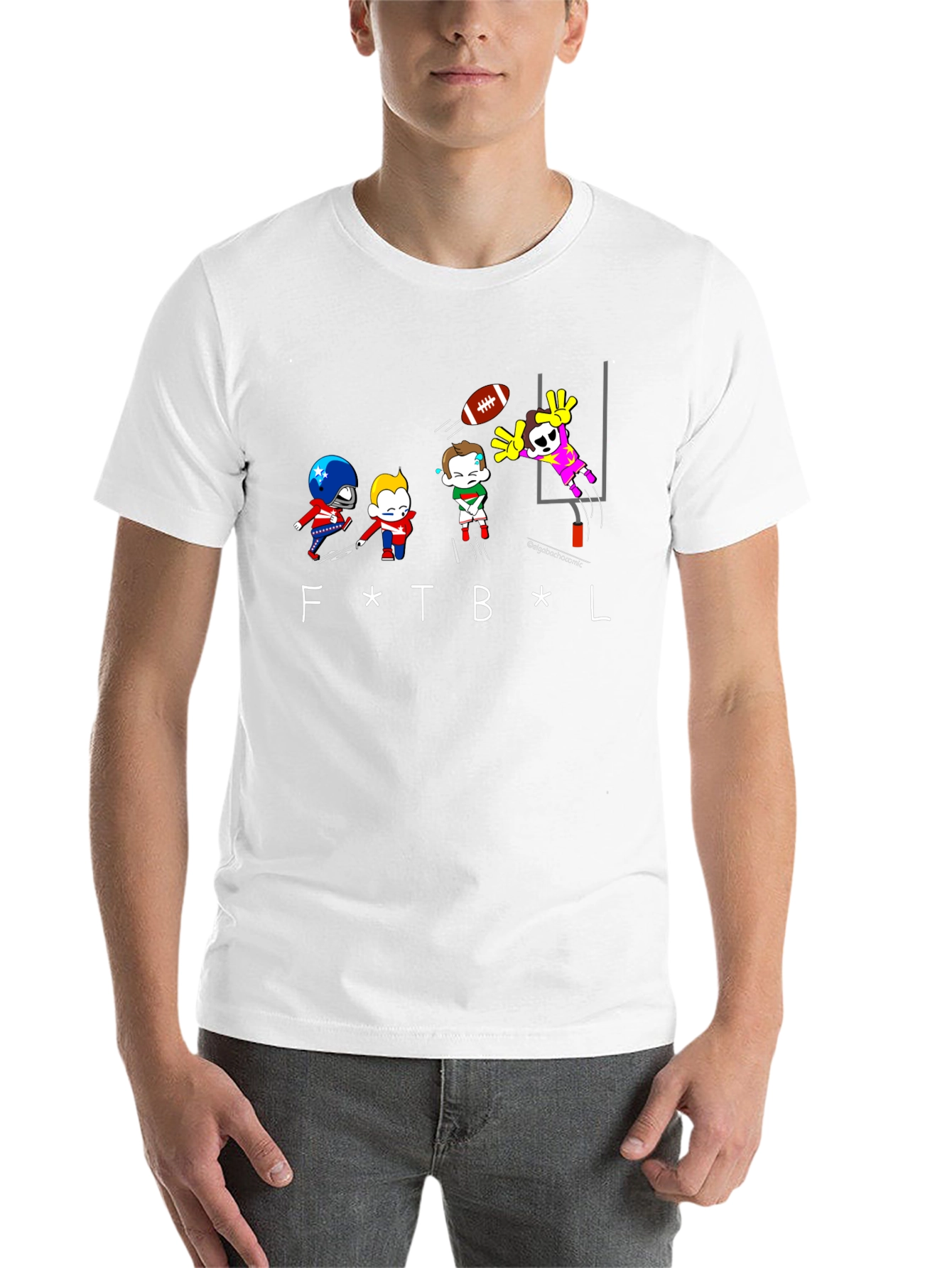 Black Funny Football Cartoon Black T-Shirt view 14