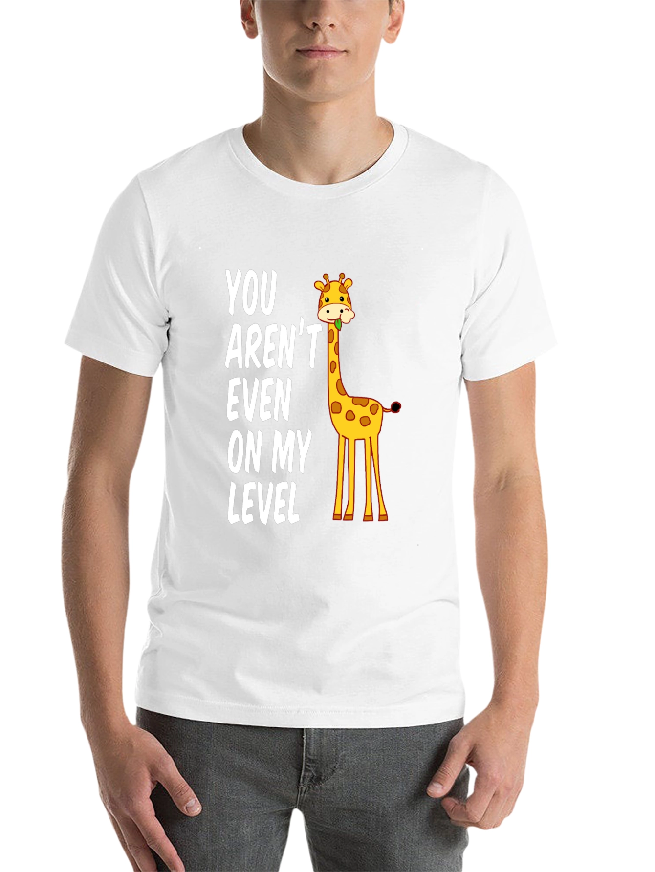 Black Funny Giraffe Level T-Shirt view 14