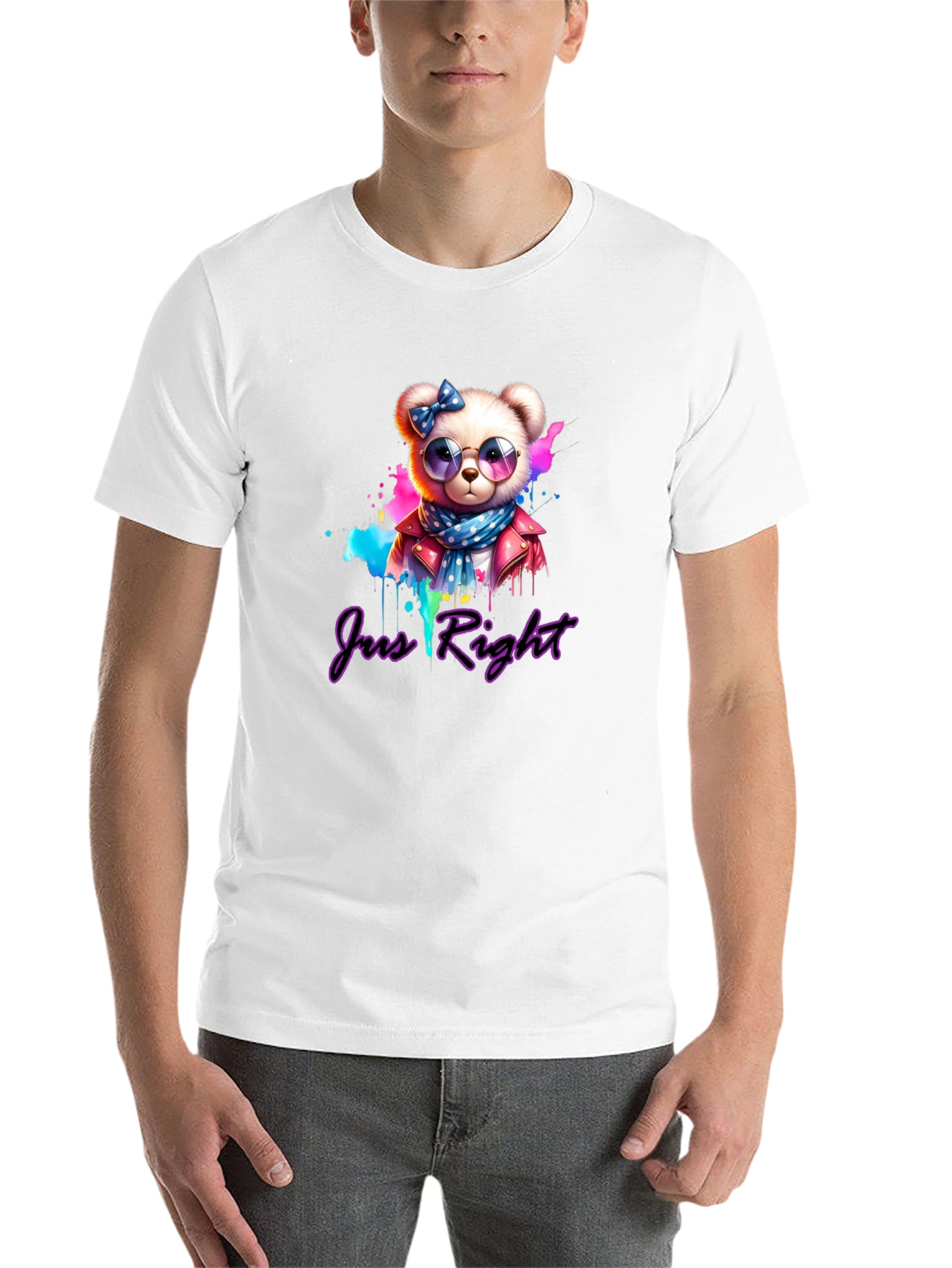 Just Right Bear Graphic Tee - Trendy Style - 14